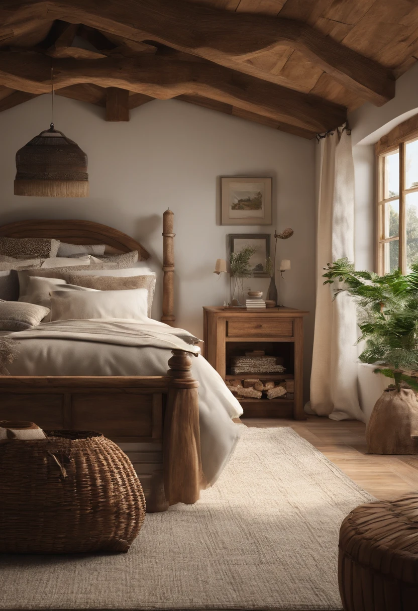 simple bedrooms，Different shooting angles in the same living room，Cozy cottage，، simple，With a hint of wood，k hd，Off-white main color