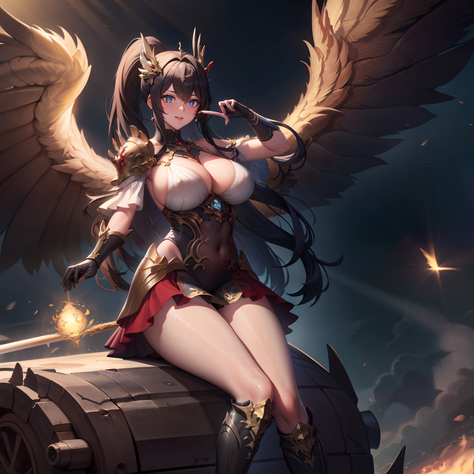 battlemech,(Blonde girl),(Huge ponytail),Glowing blue eyes,Blue Light Energy Longsword,Galactic,Mechanical and exquisite,((Blonde Beauty))pubic detail,mech wings,elegent,Blue Mecha,Glowing blue-blue eyes,(Stocking Heels),land,Mechanical and exquisite,pubic detail,mech wings,elegent,The tree々,There are hands and feet,angled,angled,immensity,Wind,hazy,Mecha's eyes glow blue,Blue Mecha,Glowing blue-blue eyes,Holding the sword of delicate light energy,Skysky,Mechanical and exquisite,pubic detail,Huge mech wings,elegent,The tree々,There are hands and feet,angled,angled,immensity,baiyun,hazy,Mecha's eyes glow blue,pubic detail,Winds of the future,sacredness,Cavalier,battlemech,Glowing blue eyes,Blue Delicate Sniper Rifle,Skysky,Mechanical and exquisite,pubic detail,Huge mech wings,elegent,The tree々,There are hands and feet,angled,angled,immensity,baiyun,hazy,Mecha's eyes glow blue,pubic detail,Winds of the future,sacredness,Cavalier,the face is clear,Face wearing mask armor,masterpaintings,best qualtiy,offcial art,the Extremely Detailed CG Unity 8K Wallpapers,brightened light,(light particules,(Illustration)(Farbe)goodlooking,impeccable,((Graphic Painting)),(Heavier stroke)),(bold lines),Highest image quality,masterpaintings,Filigree,long eyeslashes,(((silhuette))),Very detailed background,tulips,Banana leaves,lilie,dew,Date palm flowers,Ryu,Light white off-the-shoulder dress,Mottled sunlight,(Close-up of people),(Beautiful little in good shape)((Super best quality)), ((A very masterpiece)), ((super detailing:1.4)), ((hyper realistic lifelike 3d)), Dragon Warrior Girl, Mechanical body, Dynamic action poses in battle scenes, Mechanical weapons of very complex and heavy fighters, Off-the-shoulder fashion that blends dense and complex steampunk with dense gothic ta, Complex steampunk headgear, very thin long legs, Mechanical boots above the knee, Fluttering lace flared mini skirt, beautiful small breasts directed upwards,Somewhat long, Vertical curly silver hair fluttering in the