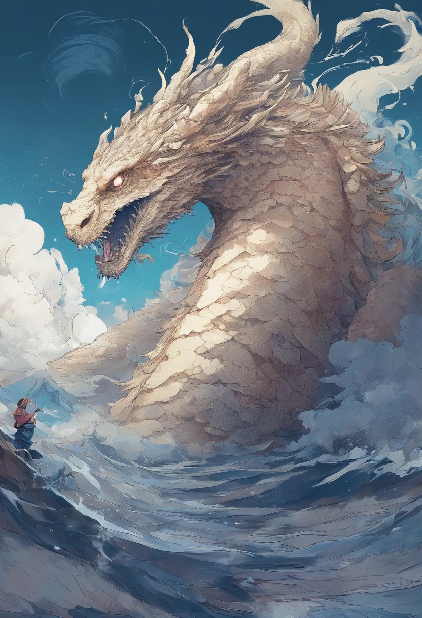 Original photo of the crocodile prince running towards. Super wide angle and smooth lighting. Clear and bright colors with a rainy beach background, logo above.