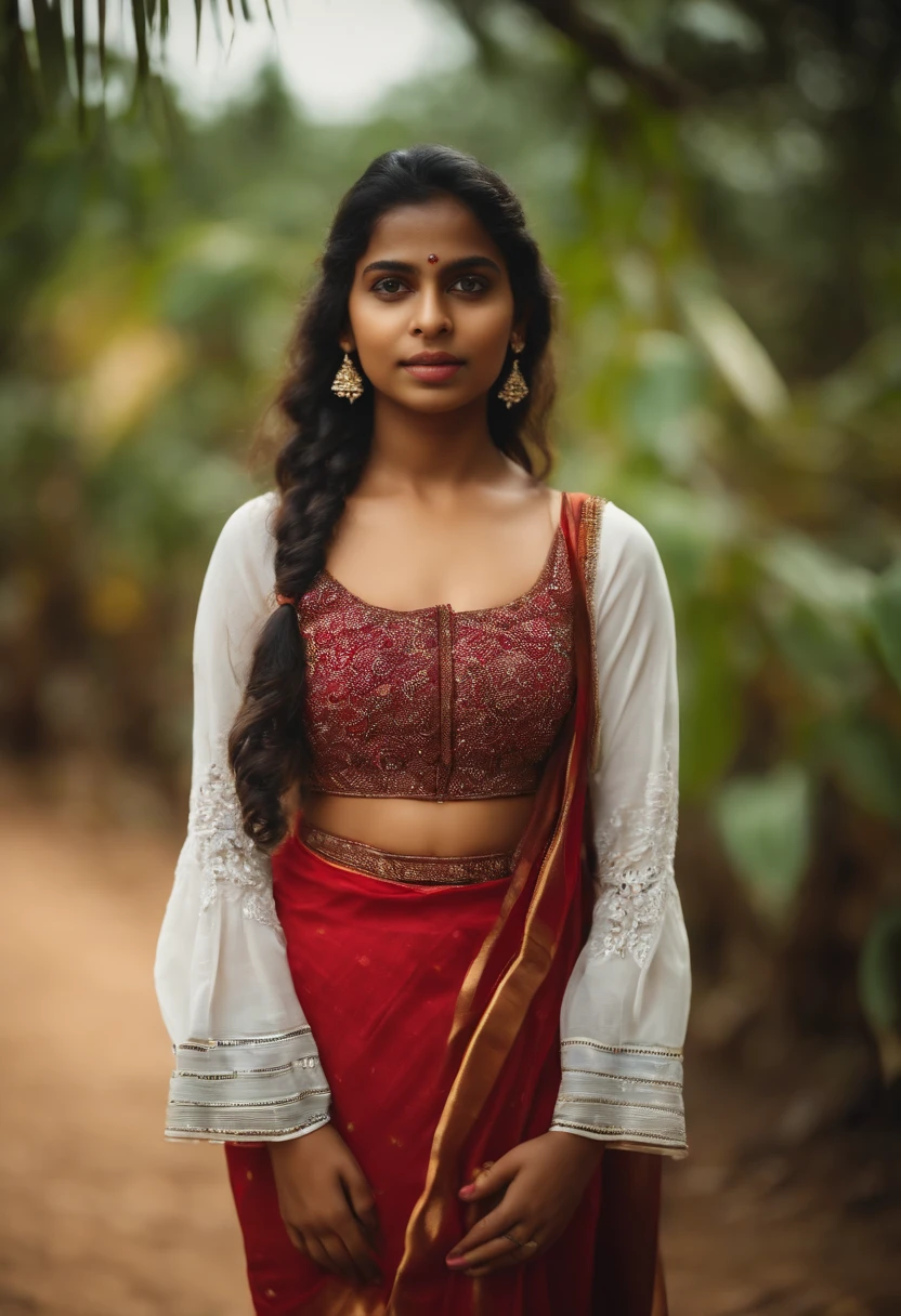 vizualize ayoung srilankan beautiful cute girl,wearing,