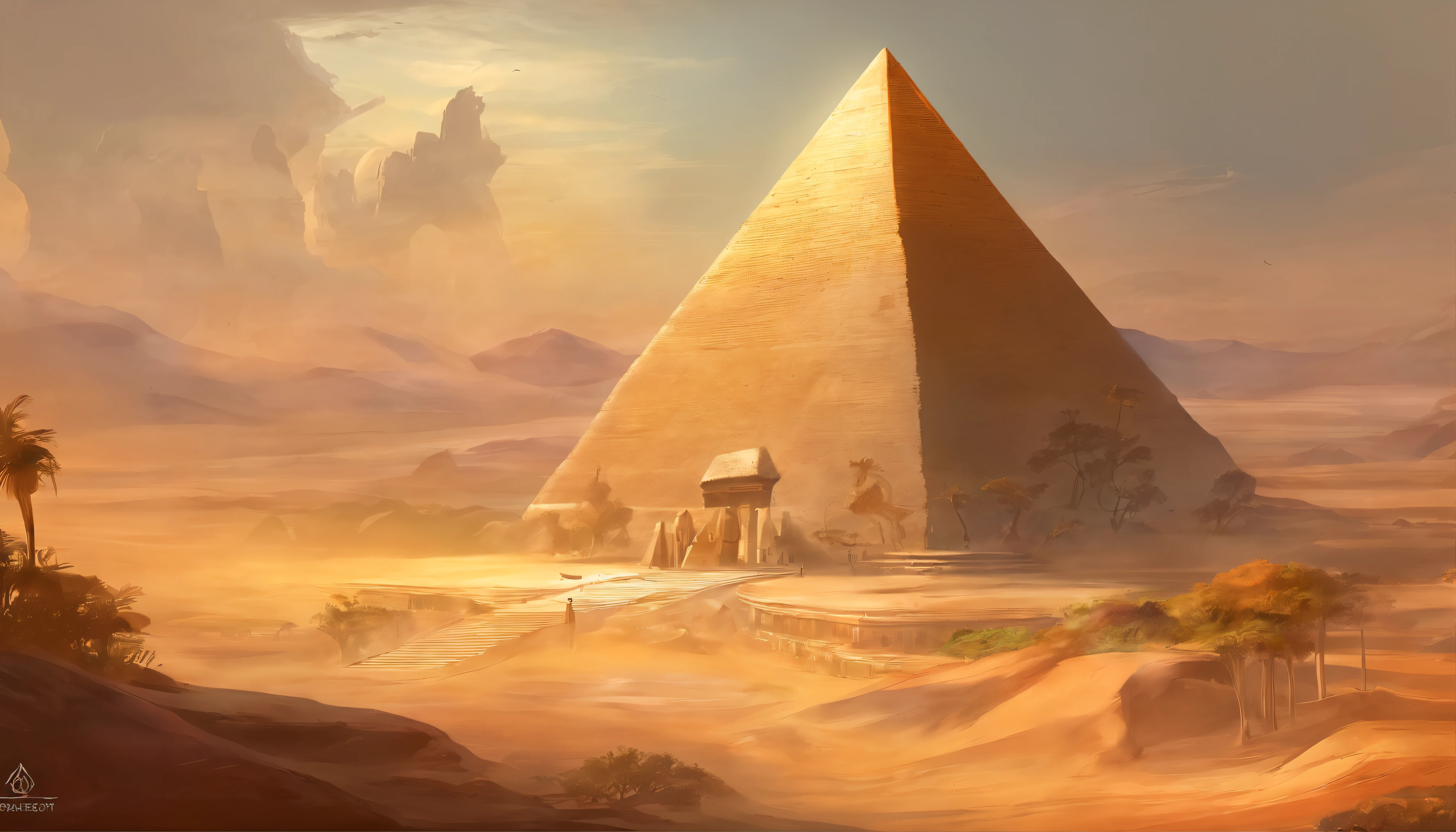 absurderes, Best quality,Ancient Egypt,pyramid,Faraway view