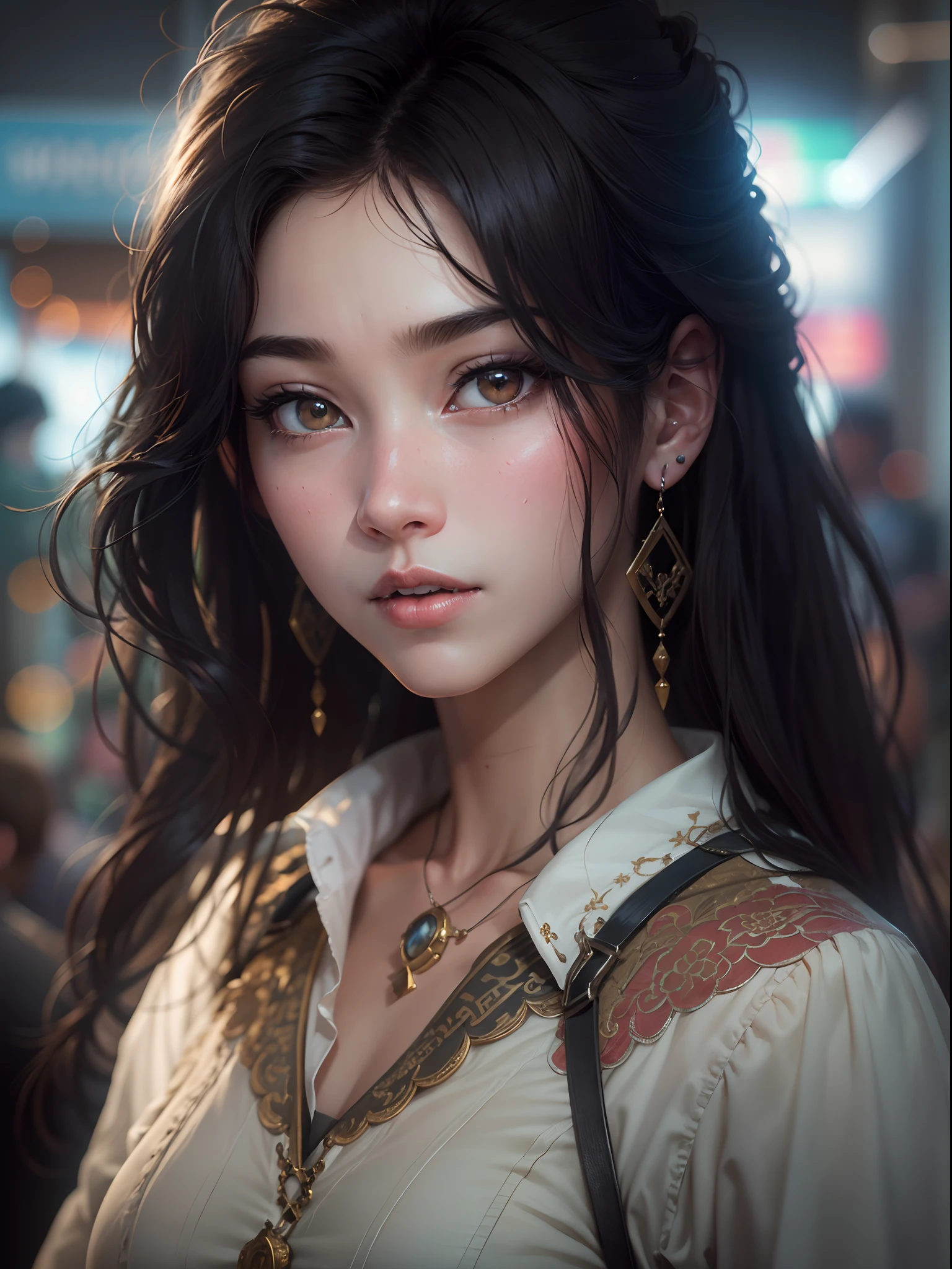 UHD, Masterpiece, High Quality, High Detail, Top Quality, Hi-Res, HD, 16k, 8k, 4K, Award-Winning BREAk, Realism, Depth of Field, Cinematic Lighting, Backlight, Symmetry, Bokeh, f/1.8, Eye Level Shot, 35mm, Hasselblad, Very Delicate and Beautiful, Very Detailed, Amazing, Fine Detail, Masterpiece, Best Quality, Official Art, Absurd, Incredibly ridiculous, Ultra detailed, High Definition, Very detailed, Beautiful cute girl, (Cowboy Shot: 1.25), Break, Hair behind the ears, Very detailed eyes and face, Beautiful detailed eyes, Face light, 18 years old, (black long straight hairstyle: 1.2), detailed hair, (slender: 1.15), perfect anatomy, perfect proportions, (Ancient Chinese city background: 1.25), detailed background, (looking at the viewer, facing the viewer: 1.15), ((seductive model pose)), (((dynamic pose))), cinematic lighting, NSFW