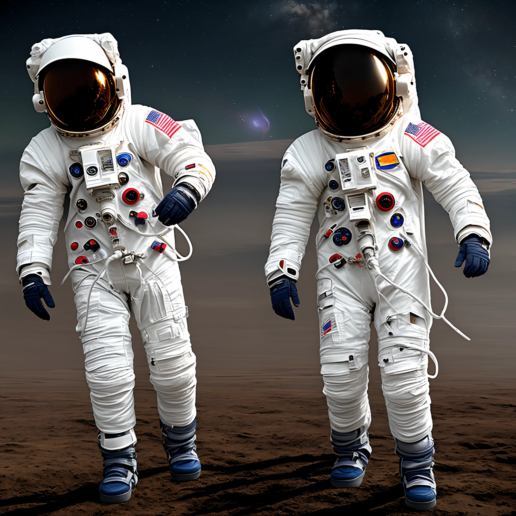Spacesuit, girl, exploring