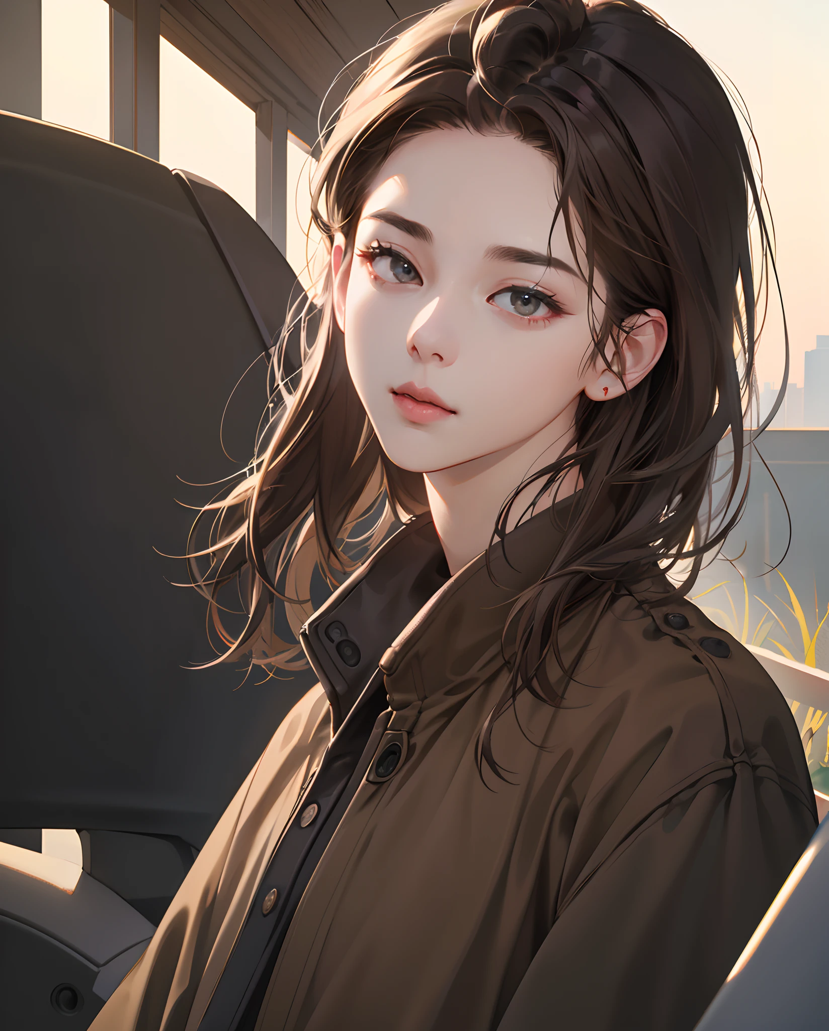 1girl in.adult lady.dark brown hair.TikTok.Looking at the camera.Asians.outside of house.Sightseeing trips.((Realistic lighting、top-quality、8K、masterpiece:1.3))、The human