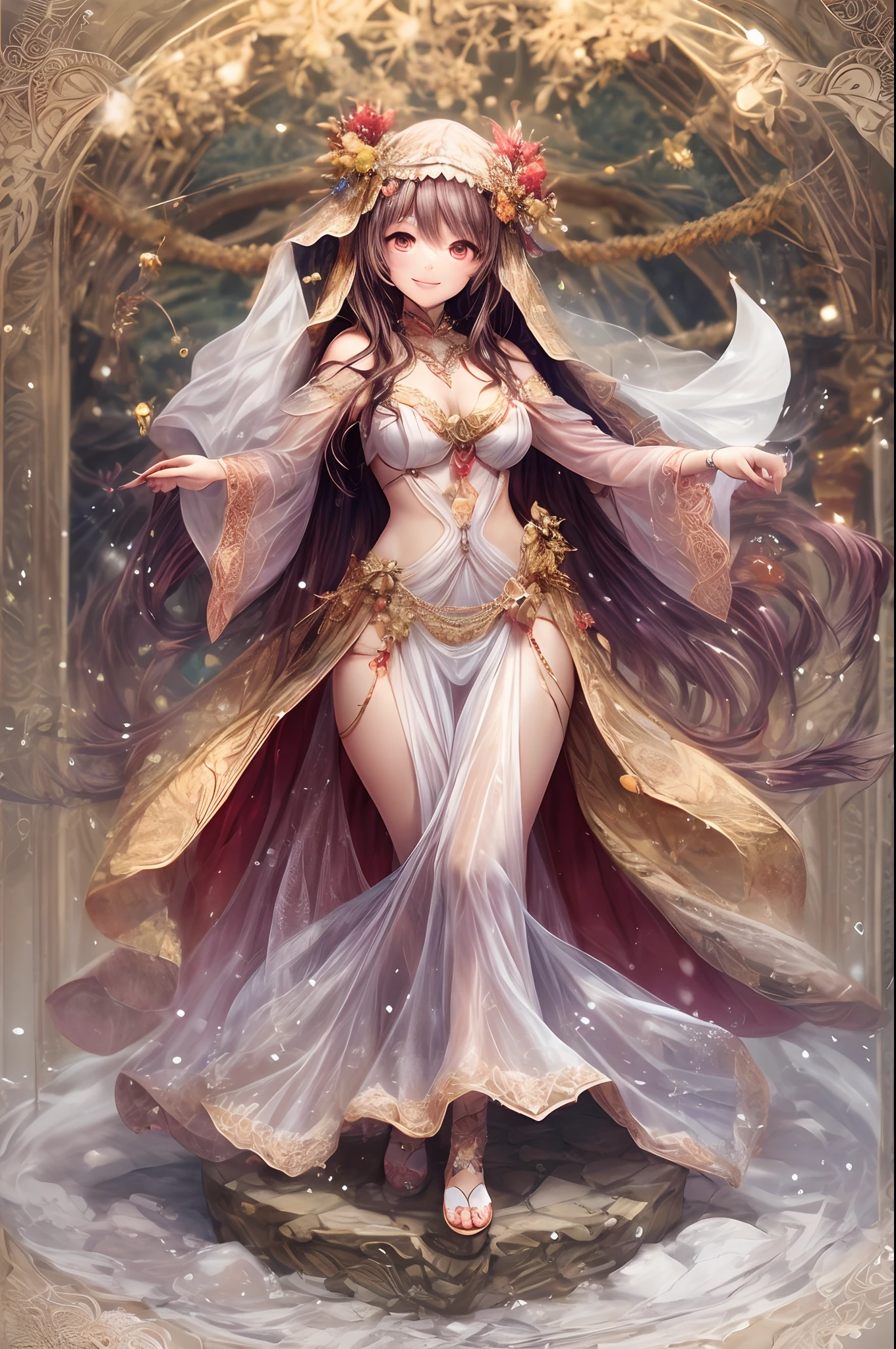Goddess Light Red Figure Brush Wind Jasmine Inspired Long Hair Eyes Smile Beautiful Twinkle Brush Smile Miniature Anime Crystal Full Body Twinkle Smile Diamond Twinkle Figure Face Veil