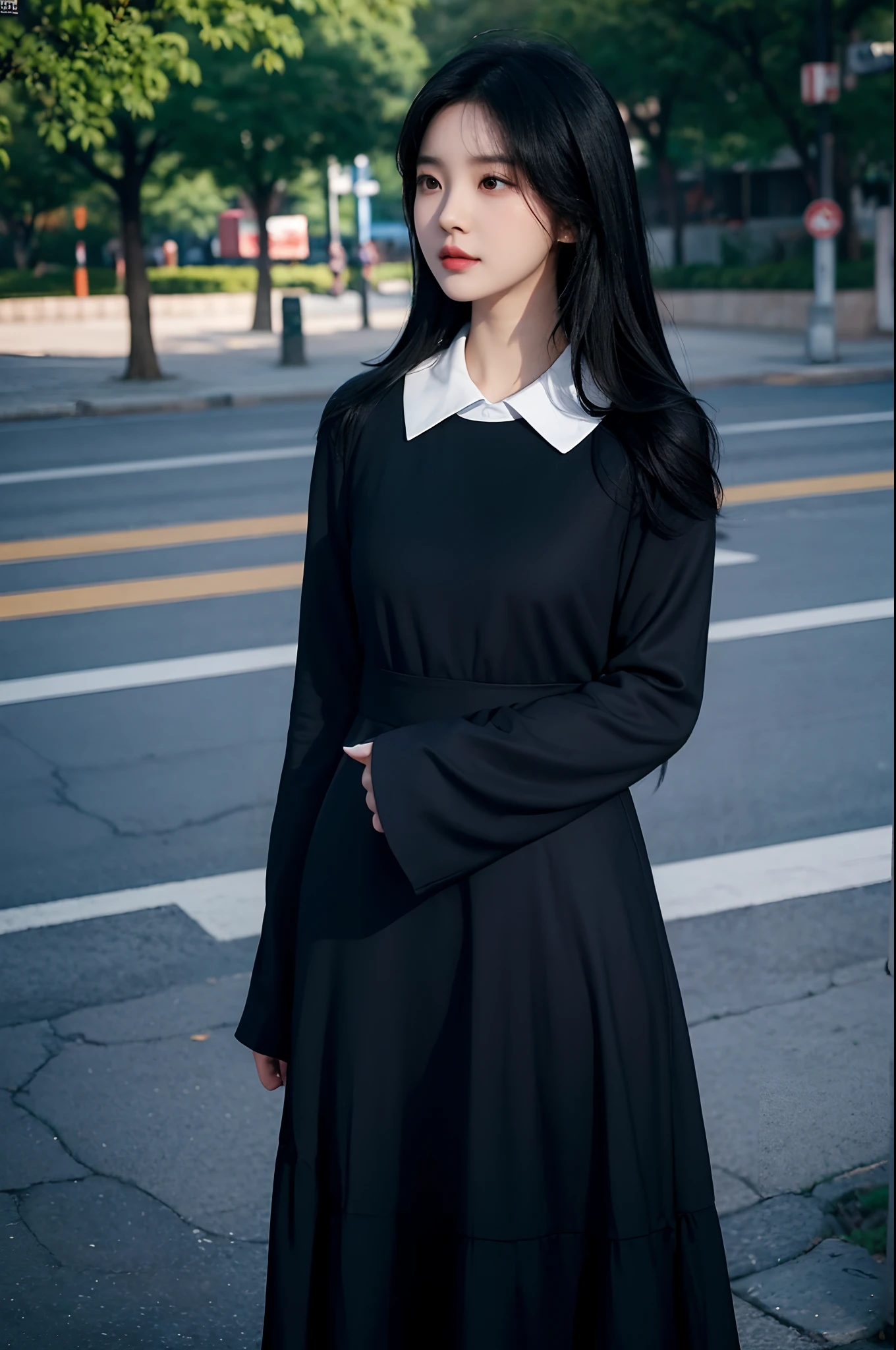 araffed asian woman with long black hair wearing a blue and white dress, jaeyeon nam, jinyoung shin, sakimichan, lee ji-eun, lee ji - eun, wan adorable korean face, heonhwa choe, 8k selfie photograph, park ji-min, korean idol, kim doyoung, headshot profile picture