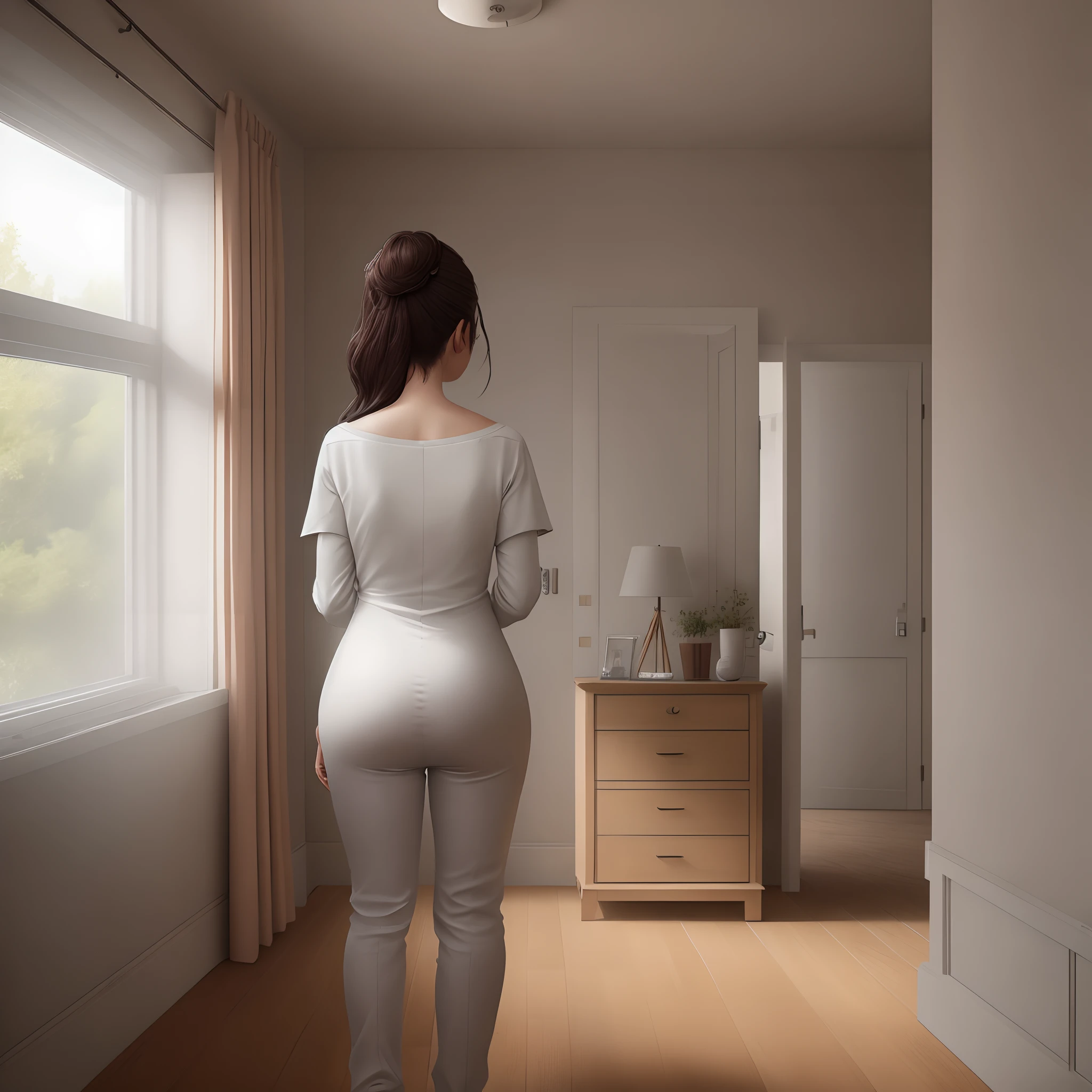 a room femele realistic Rear view unclear