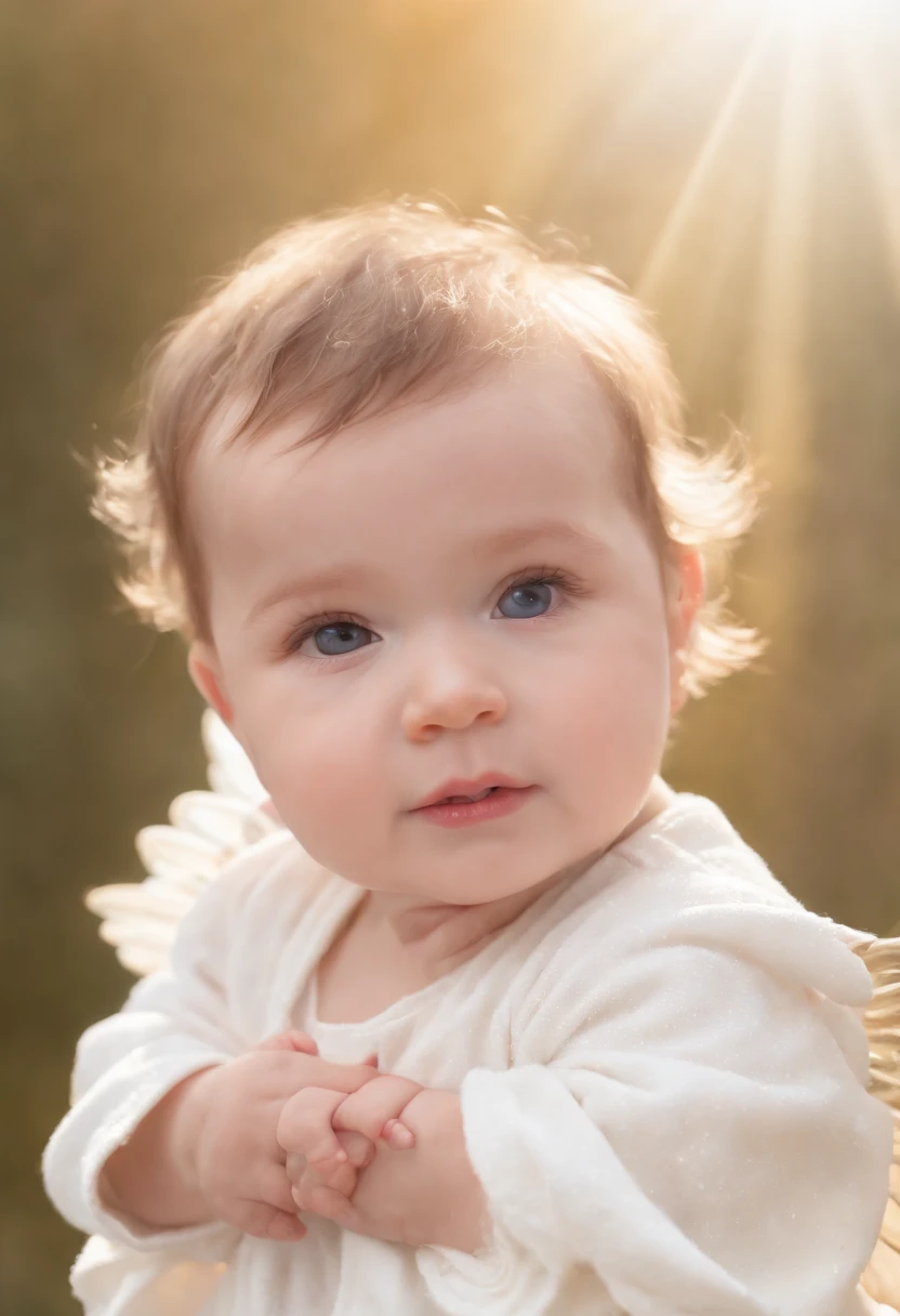 Masterpiece, detail, HDR, (photorealistitle baby), (adorable  angel:1.5), (sky with starry clouds:1.2), (photorealistic:1.4), (skin texture visible:1.5), (high quality), Fujifilm XT3, up clos