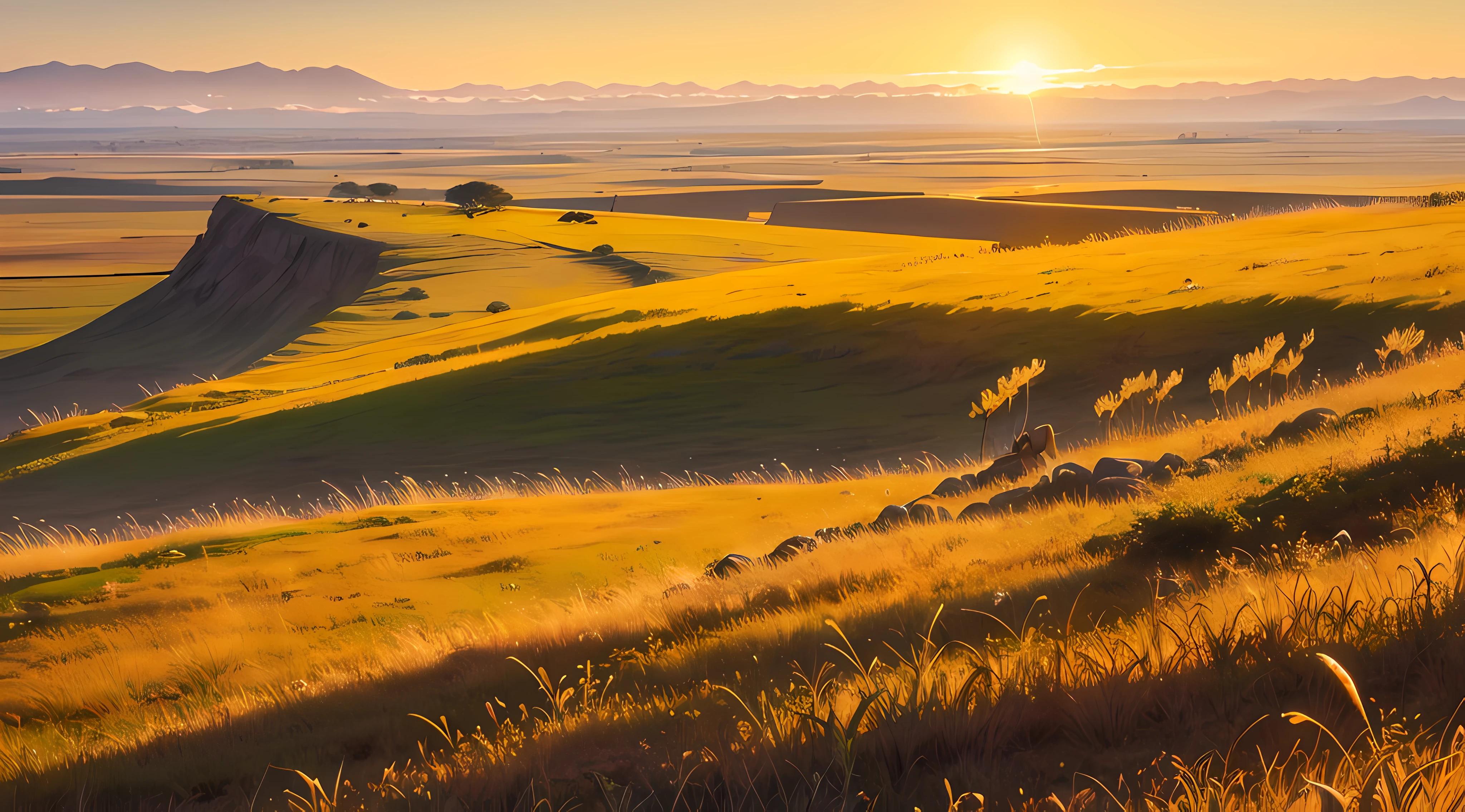 Africa's golden expanse of grasslands，