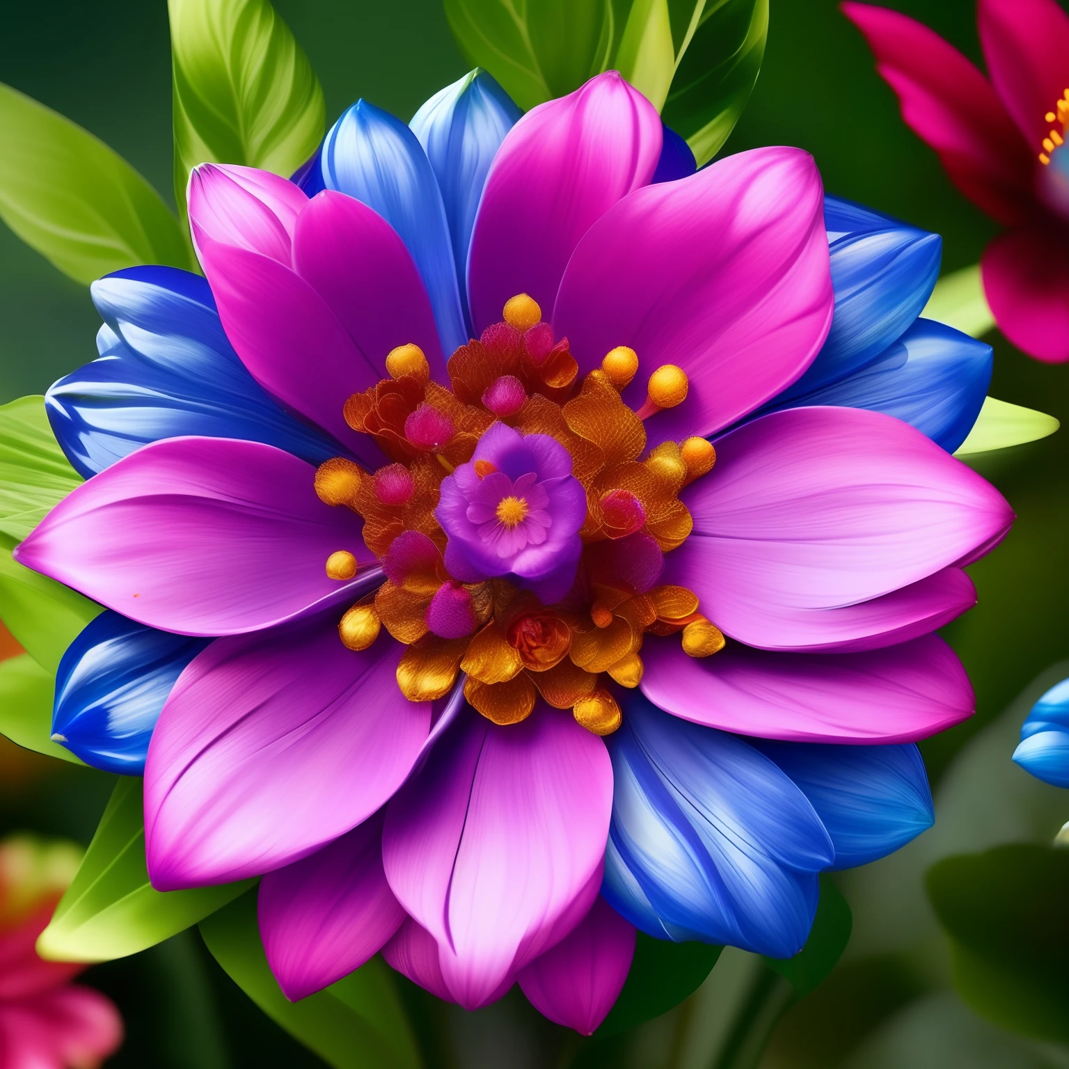a multi elemental flower, Flowers and, vibrant colors, reslista, 16k, cannon