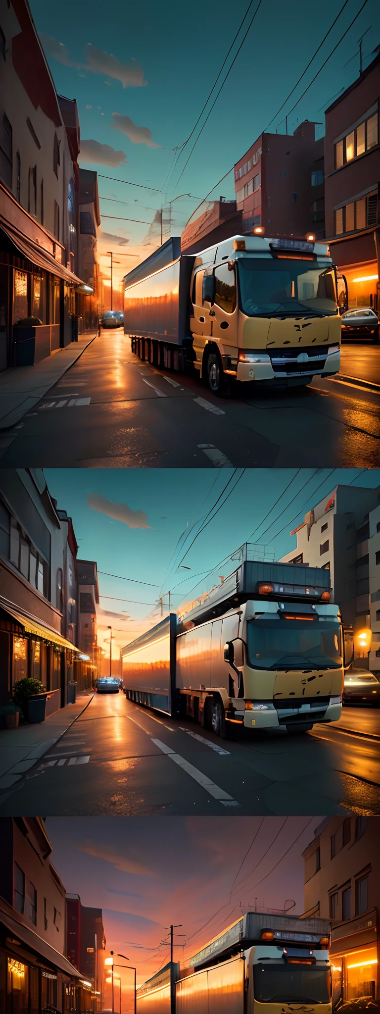 real photo of a yellow Fuso Truck, High definition picture quality, 8k photo, intricate details: 1.2, cinematic lighting, city vibes --q 1, DSLR --v 6