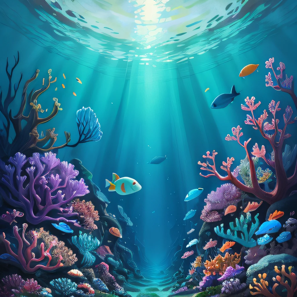 abyssal,Underwater world,Deep blue seabed,a fairy world,Seabed sand