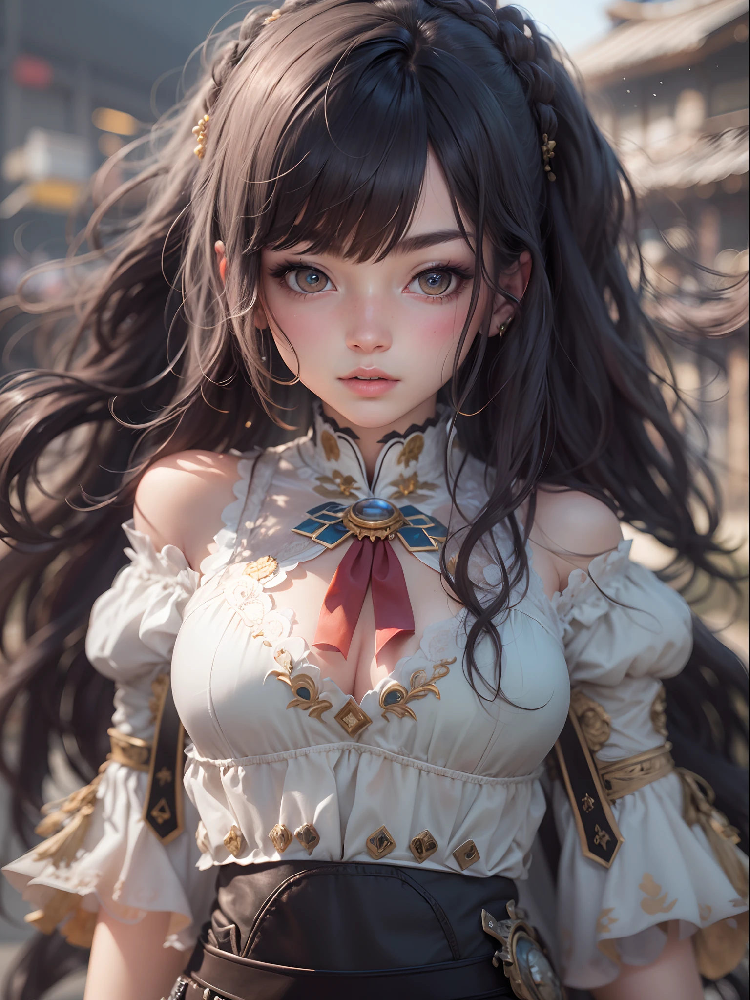 UHD, Masterpiece, High Quality, High Detail, Top Quality, Hi-Res, HD, 16k, 8k, 4K, Award-Winning BREAk, Realism, Depth of Field, Cinematic Lighting, Backlight, Symmetry, Bokeh, f/1.8, Eye Level Shot, 35mm, Hasselblad, Very Delicate and Beautiful, Very Detailed, Amazing, Fine Detail, Masterpiece, Best Quality, Official Art, Absurd, Incredibly ridiculous, Ultra detailed, High Definition, Very detailed, Beautiful cute girl, (Cowboy Shot: 1.25), Break, Hair behind the ears, Very detailed eyes and face, Beautiful detailed eyes, Face light, 18 years old, (black long straight hairstyle: 1.2), detailed hair, (slender: 1.15), perfect ???????, perfect proportions, (Ancient Chinese city background: 1.25), detailed background, (looking at the viewer, facing the viewer: 1.15), ((seductive model pose)), (((dynamic pose))), cinematic lighting, NSFW