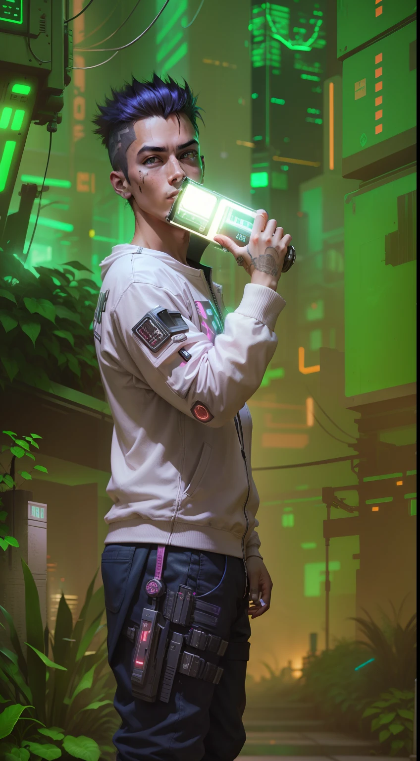 Cyberpunk background, cool light