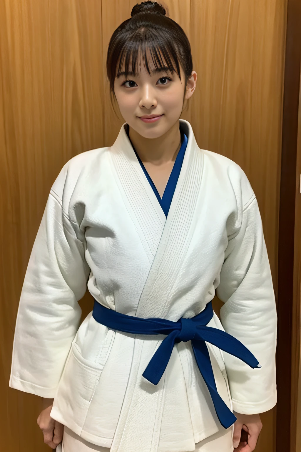 (masterpiece、high-level image quality、hightquality)、A Japanese Lady、Cool looking woman、huge tit、Women's Judo、well-muscled、Budokan、Judo in Japan、Judo matches、Professional、