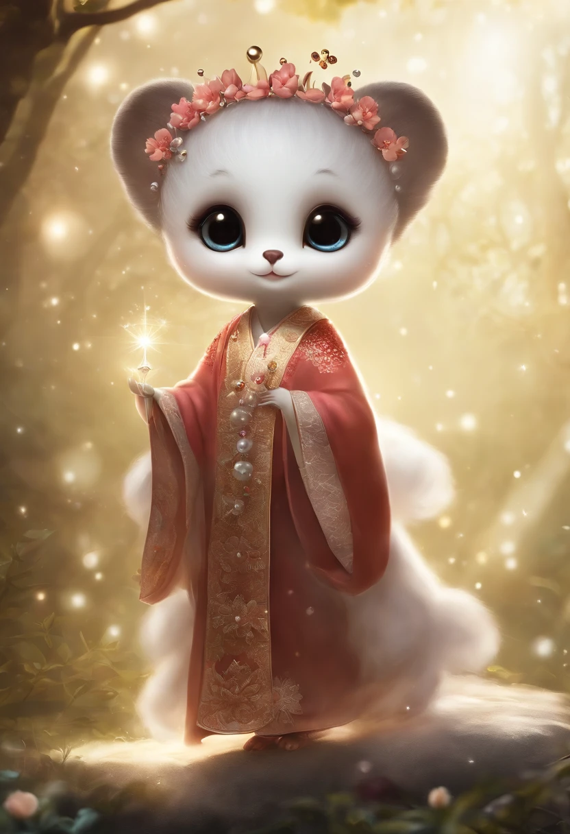 It is a yokai with a round and cute appearance..。the body is small、It looks like a fluffy polka dot pattern.。Its body is translucent and、、It emits a faint pale light.。Midron has big eyes、Their eyes represent loveliness and friendliness。pure、On the head is a crown of small droplets,、It sparkles every time you move。