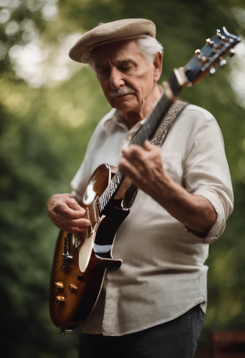 Grandfather with electric guitar