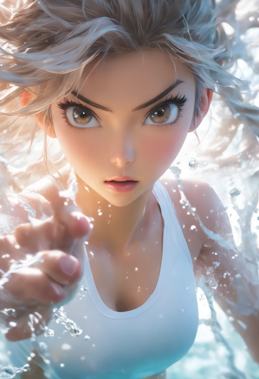 Jenny King(Jennie Kim)Wear white soaked gym clothes, Wet white shirt, Realistic, 4K realistic, Soft lighting, Detailed, Full HD realistic