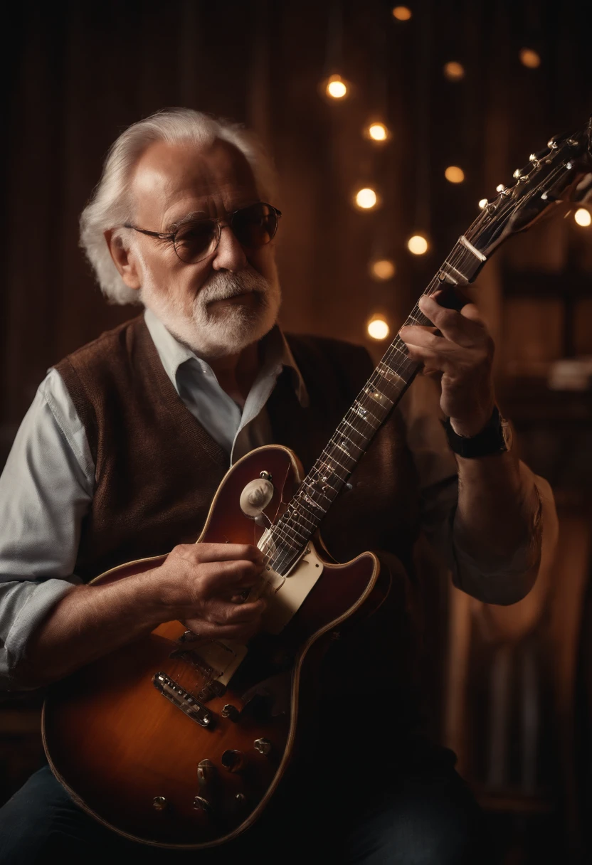 Grandfather with electric guitar