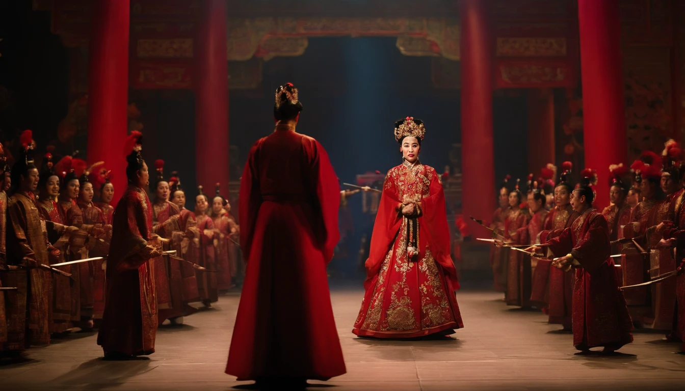 cinematic still, film by Martin Scorsese, beijing opera on show