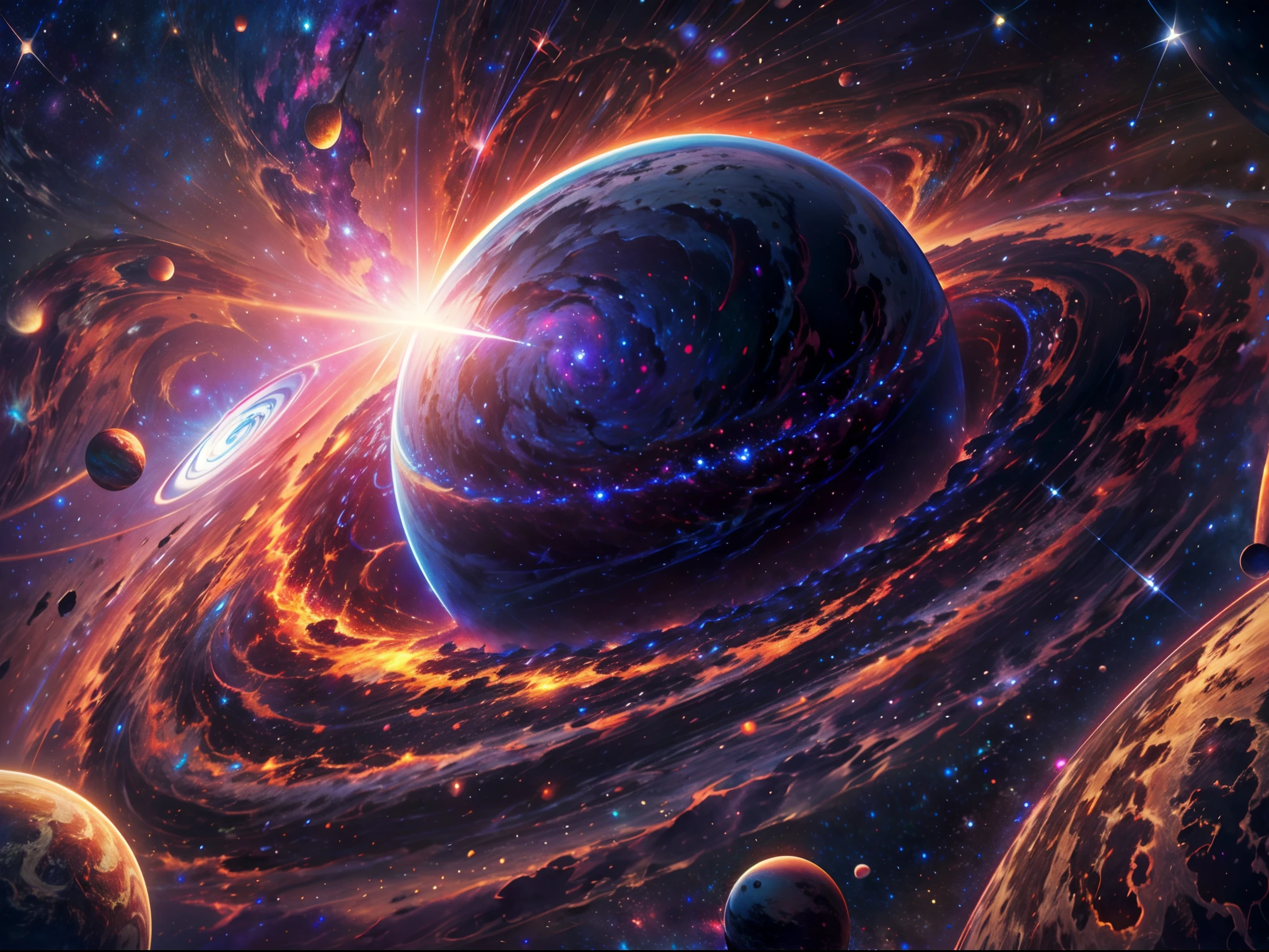 masterpiece, best quality, high quality, extremely detailed CG unity 8k wallpaper, Depth of Field, HDR,,Photorealistic,extremely detailed, Intricate, High Detail, universe, space, galaxy, stars, planets, astronomy, cosmos, celestial, nebula, black hole, solar system, cosmic rays, supernova, deep space, astronomical objects