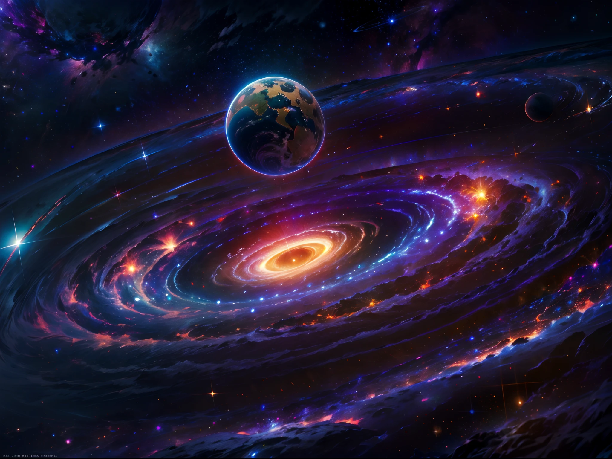 masterpiece, best quality, high quality, extremely detailed CG unity 8k wallpaper, Depth of Field, HDR,,Photorealistic,extremely detailed, Intricate, High Detail, universe, space, galaxy, stars, planets, astronomy, cosmos, celestial, nebula, black hole, solar system, cosmic rays, supernova, deep space, astronomical objects