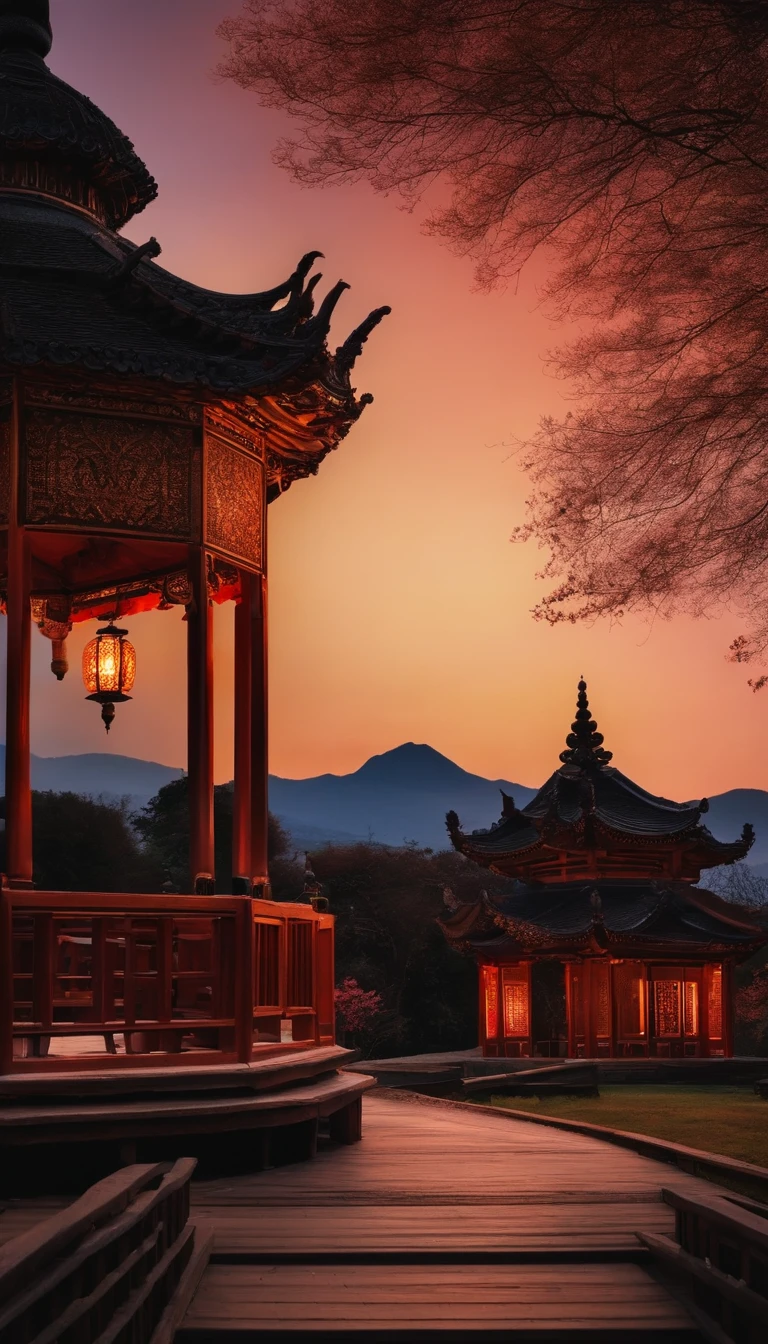 gazebo，SakuraNS，themoon，Kongming Lantern，Ancient architecture，flod，One guy，Moon