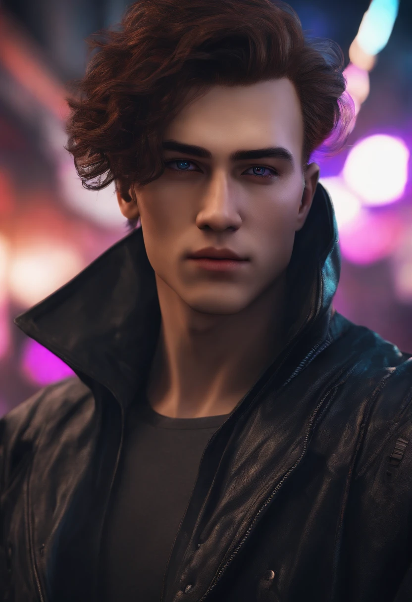 Change background cyberpunk handsomeboy, realistic face,8k ,ultra realistic