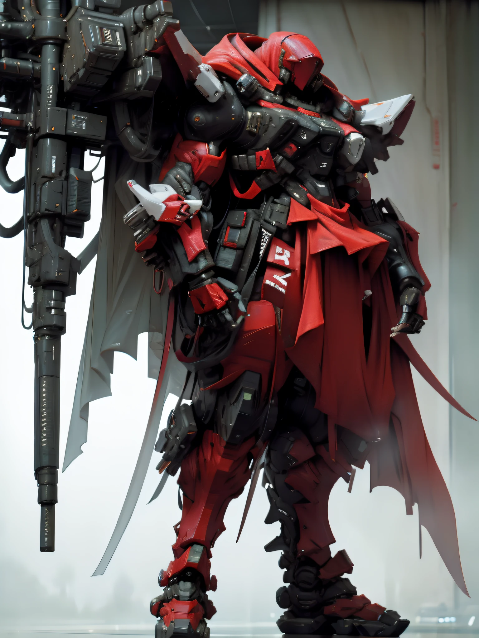 Spawn techwear style, hyper details armo, big chain, big cape tearing, big massive guns, hell background,