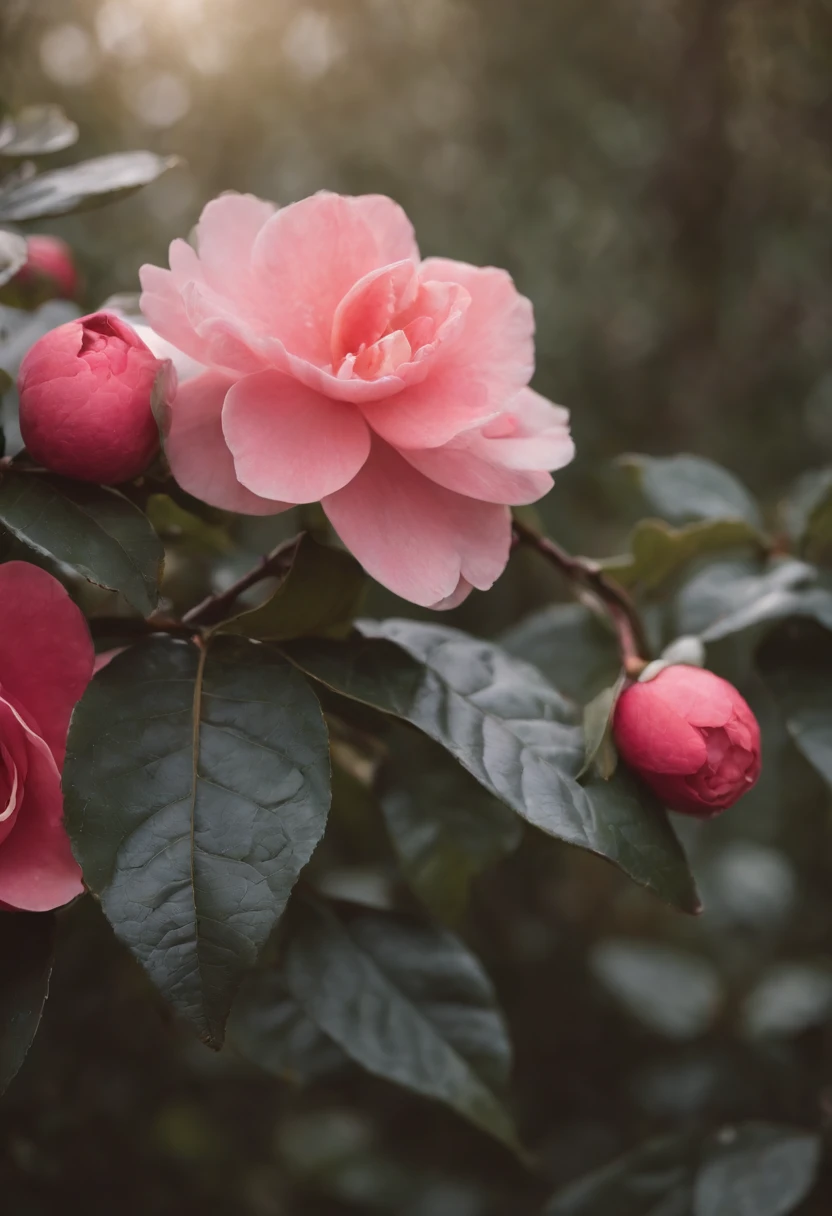 Slight vintage color,camelliamix,Random distribution,leafs,Decorative illustrations,solid color backdrop