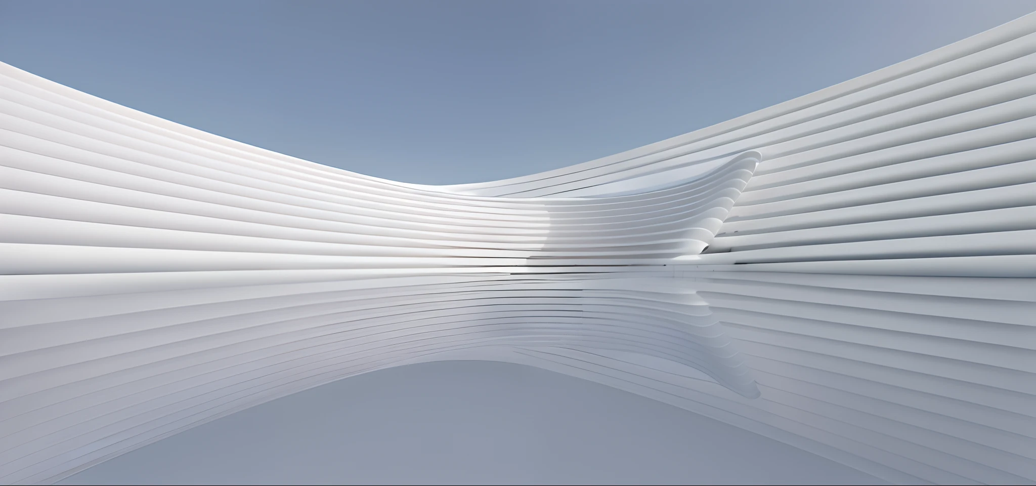Arafard image of white building with sky background, white minimalist architecture, curvilinear architecture, curved perspective, Minimalist architecture, rounded architecture, minimalist structure, infinity concentric pool, minimalistic architecture, curves, rippled white landscape, in style of zaha hadid architect, in style of zaha hadid, abstract 3d rendering, smooth architecture, arhitectural shot