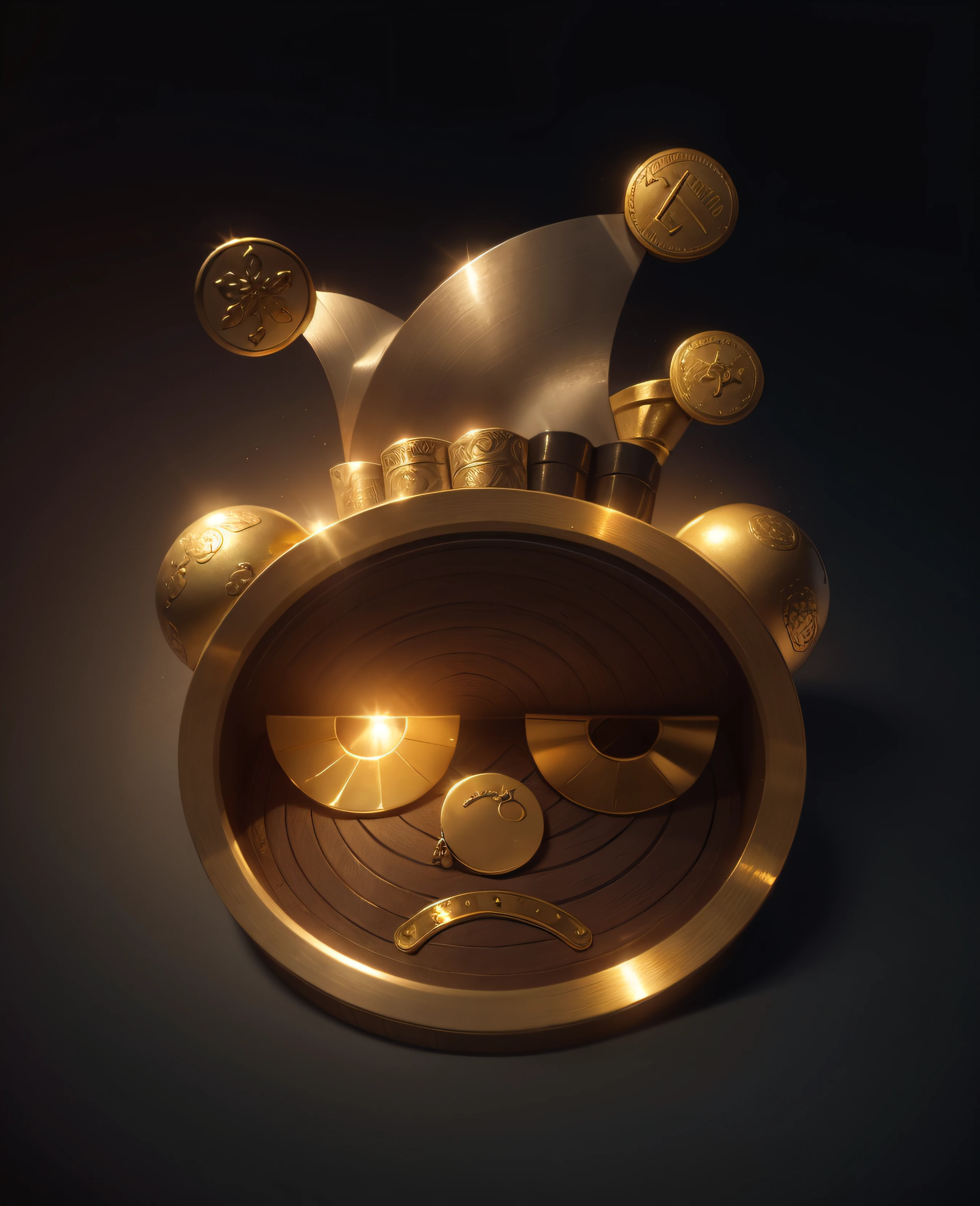 The open chest was filled with jewelry and gold coins. Photorealistic style. 8K