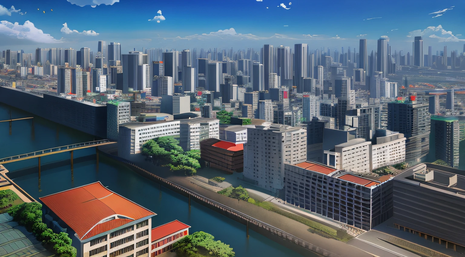 Overlooking,城市,In the daytime,Paulma style,C4D