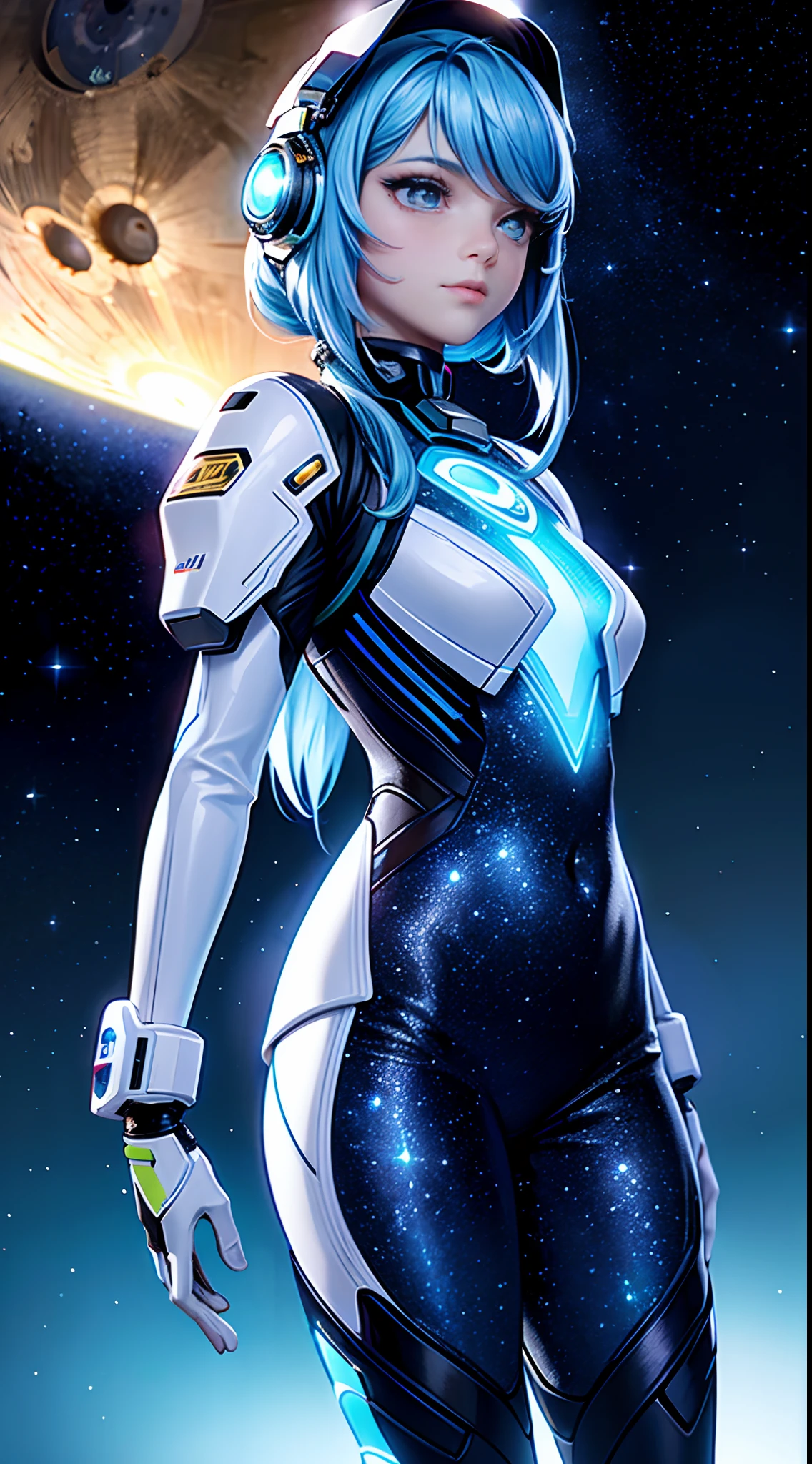 (tmasterpiece:1.2),best qualtiy,In space,(nigh sky,medium lenght hair:1.2),(illustratio:1.2),lindo cenario,dreads,(Elaborate luminescence,lens flare glow),(Hyper-detailing),Hyper-detailing,(exquisitedetails),(complexdetails),(Movie light,Best quality backlight),清晰的线条,New world,peeping at the viewer,Solo Woman,(Space Girl,the space),Oriental women,The girl looks like a Chinese movie star,Solo Woman,Perfect body,Beautiful 16 year old girl,(1girll),(Bright bioluminescent hair,bright glowing eyes),(galaxias,Alien planet),(Astronaut wearing sexy futuristic style white fitted spacesuit:1.1),The material of the spacesuit is light and thin,Latex tight spacesuit,The chest of the spacesuit shows the starry sky,Slightly closed eyes,(cyber punk perssonage),(dyna:1.3),(putting makeup on)),hight contrast,(The best lighting,Extremely refined and beautiful),((Movie Moonlight)),Extremely colorful,((Photoshop Pastel Painting:1.1)),aethereal,(Movie Masterpiece),suspense,Funk,(Starskrim),splash of color,absolutly eye-catching,((Caustics)),dynamic angle,big breasts beautiful(detailed glow),(spine-chilling),(Intricate movie scenes behind it:1.2),Environmental occlusion, (Ambient moonshine), ray-traced reflection, intricately detailed visible background , (Glowing spacesuit), terroral, (Bioluminescent vegetation:1.2), terroral, uneasy, A futuristic, terroral, (Hologram heads-up display), (Delicate Great Comet)