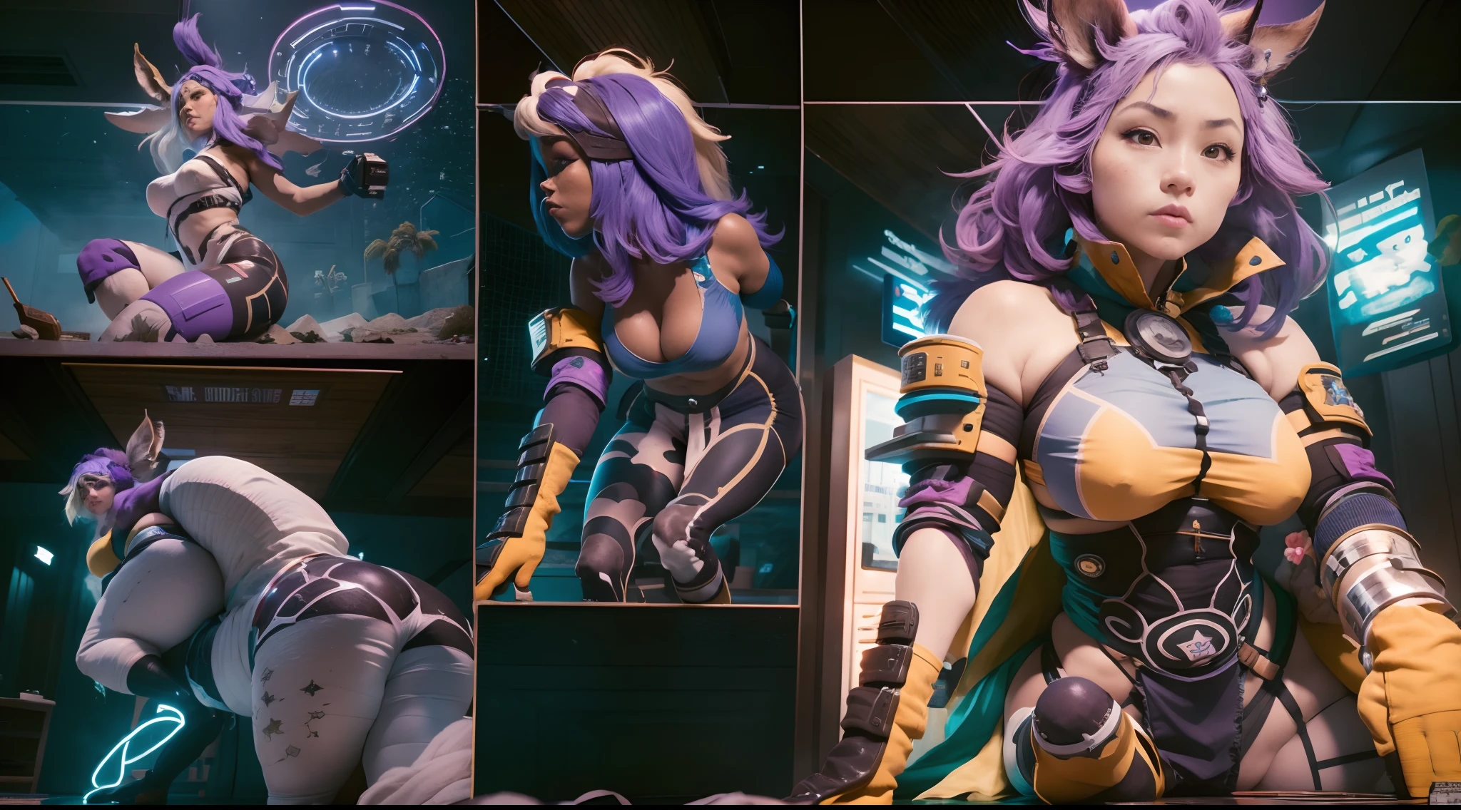 In a very grand scene,The extra-large wide-angle lens captures the appearance of a female centaur。(She is traveling through the stars:9.9),She is tall,It has the ultimate curvy beauty,The muscles are slender and firm,Beautiful lines。Her facial features are tough and coquettish,Always with a sunny smile。She wears special tight-fitting equipment with a strong sense of technology,Step on multifunctional off-road style heels,Delicate and practical protective gear is worn on the hands, feet, wrists, neck and shoulders。The detection equipment around you flashes various cue lights and neon-like information screens,Let her exude a charming brilliance。Use Midjourney's advanced tools,Design special tight-fitting equipment for female centaurs,Highlight her unique physiological characteristics and appearance details,Add realism。And in her adventure scene,Spectacular views of nature,Such as the sky where storms and sunny days alternate、Brilliant rivers of stars and auroras、The snow-capped summit of Mount Everest、Fireworks in the mountain town, etc。ao mesmo tempo,Away from the hustle and bustle of Long Beach Pier is a neon-lit spaceship docked,Create a fantastic scene。Use Midjourney's advanced tools and multiple color palettes、Brush Strokes、Texture tools and model packages,It shows a sense of atmosphere where beauty and charm coexist。The charm of the female centaur is highlighted through color and lines,Enhance realism with detailing,Create a surreal dreamy feeling。Additionally,Use Midjourney's tools to add a variety of extreme sports gear and cultural trinkets to the female centaur,Create intricate hairstyles and outfits,Give her a sense of premium。She never flinches,Regardless of the terrain,can respond quickly,Even the extreme geography and dangerous terrain of aliens cannot stop her。Use Midjourney's powerful tools,You can do it with incredible detail and beauty,Bring this ultra-grand and beautiful scene to life。Ultra-grand scenes,super wide shot, hdr,(真实感,Masterpiece quality,