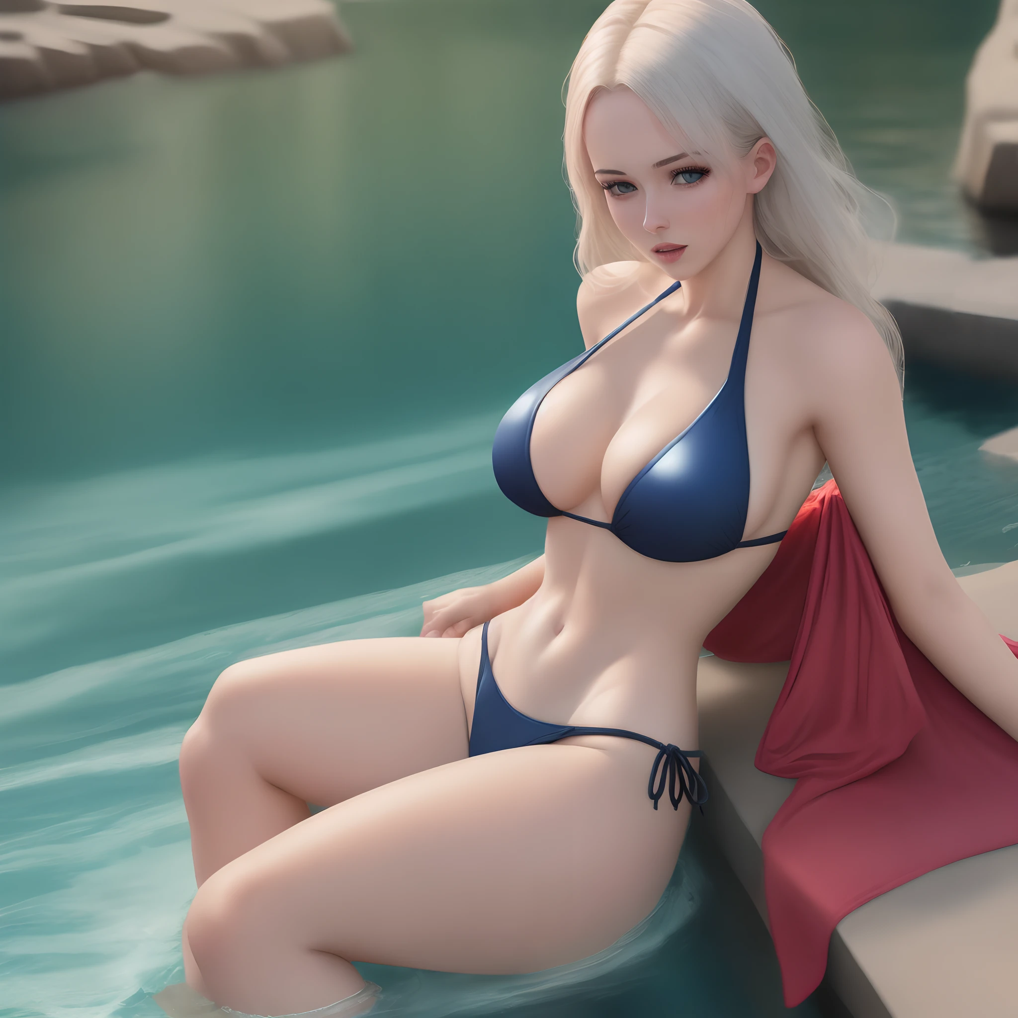 Woman knight　　Erotic swimwear　high-level image quality　waterside　Chest Pulling