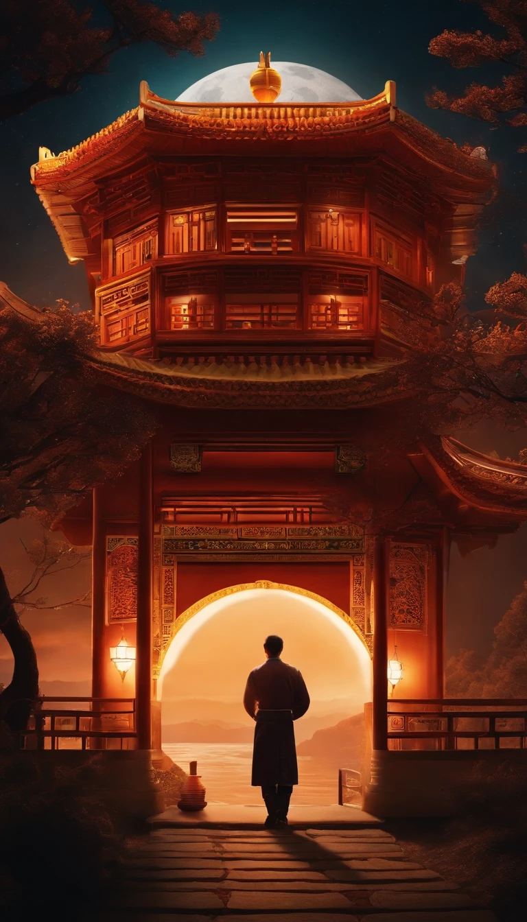 themoon，Moon cake，flod，das boot，Kongming Lantern，The tree，One guy
