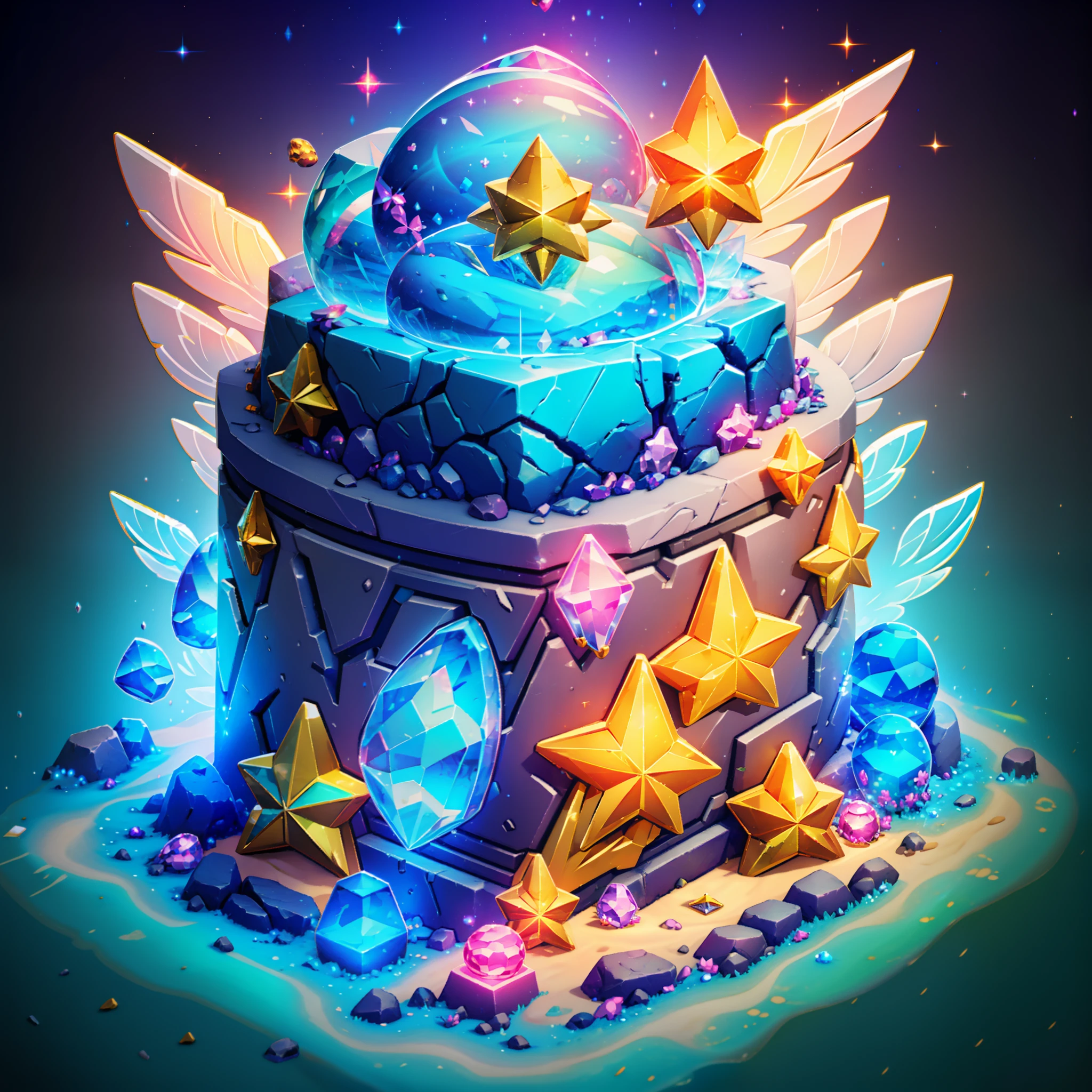 Close up of car and diamond on colorful background, Glass helmet and pigeon wings, Item Art, star guardians, 3 d icon for mobile game, Magic artifacts, Heartstone Original Art Style, magical items, star guardian inspired, Shiny Gem, maplestory mouse, Shiny gemstones, ornate gem in pommel, angelic halo, shiny armor