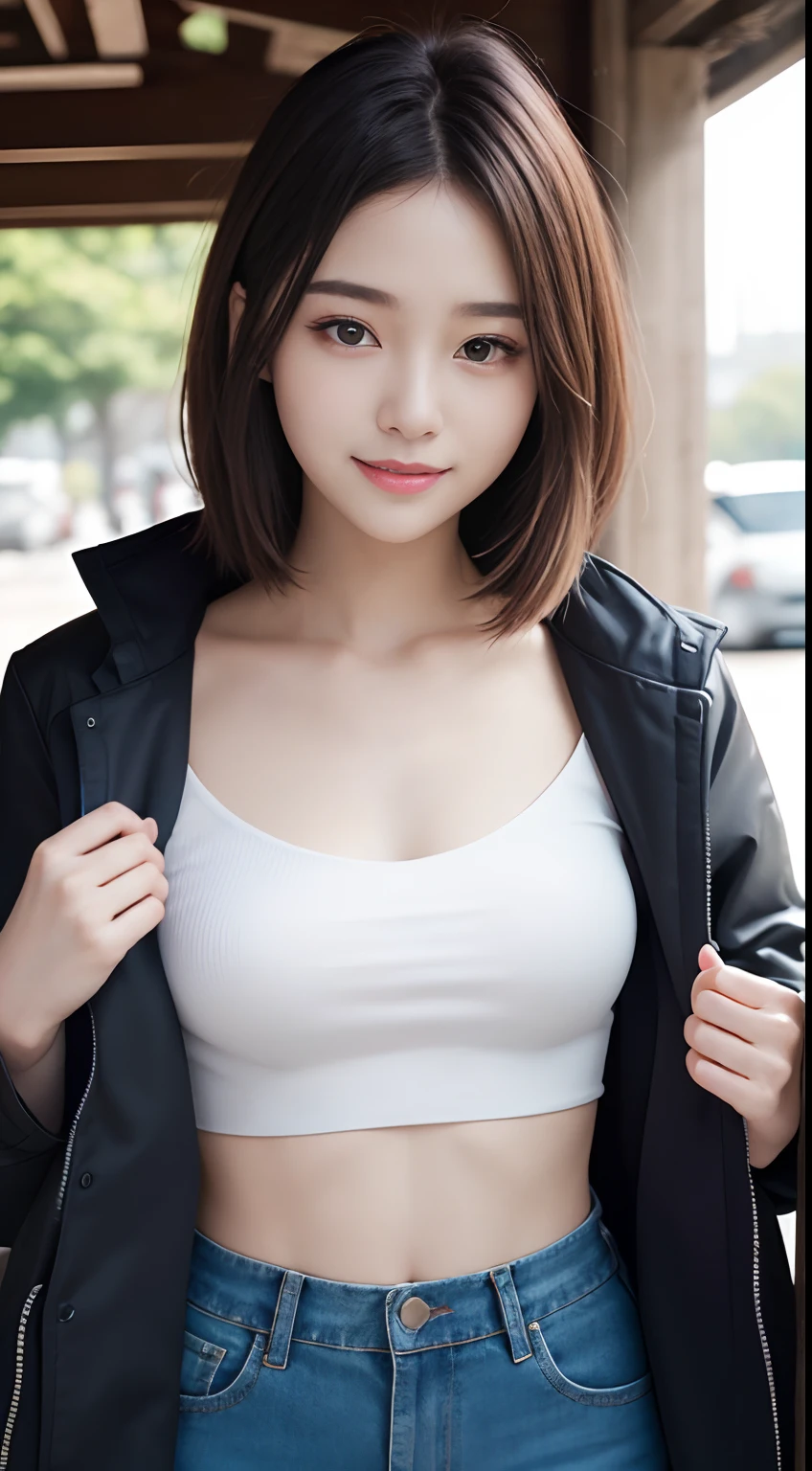 Incomparable masterpiece, perfect artwork, ((perfect female figure)), short hair, blonde hair, thin, realism, solo, (realism: 1.4), best quality, super high resolution, 1girl, porcelain, kpop ido, full body, gray cardigan, (C cup), beautiful, masterpiece, best quality, very detailed face, perfect lighting, solo, plain makeup, best quality, super high resolution, (realistic:1.4), super detailed, masterpiece, best quality, 👍 ulzzang -6500-v1.1