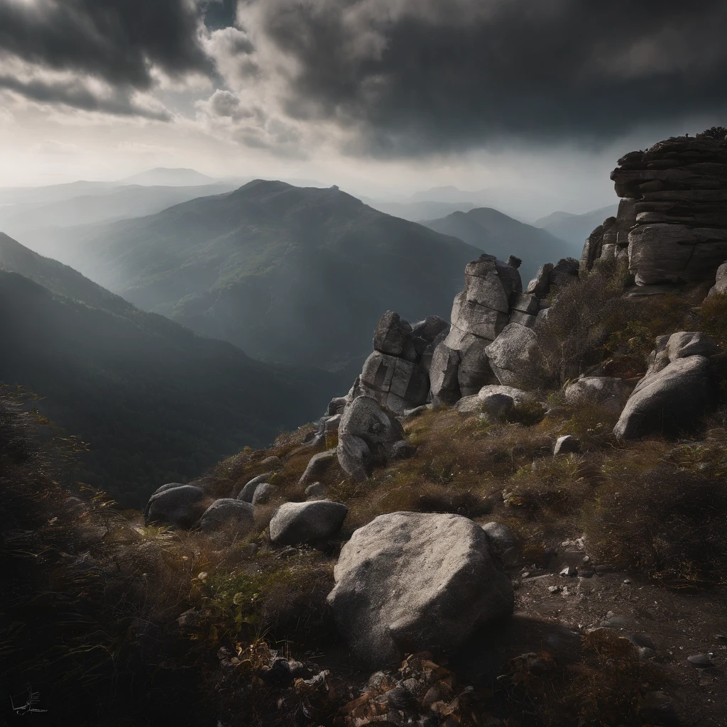 Magnificent view，Forest mountain landscape photography，Nature，It just rained，Bushes in the moonlight，Turquoise blue water，Megaliths of various shapes，Alpine cliffs，1 white Phalaenopsis orchid，Minimalist cyan black and white gray tones，foggy sky，Nightmare vision， Dark fantasy plot，Perfect and excellent composition，8K分辨率，the detail，Rain trails，dampness，water stain，very wide angle shot，Jack Guzman's environmental art photography，realisticlying，cinematic compositions，Volumetriclighting，vividness, A detailed, stunning skies, Colorful clouds float，true to life, Pubic area is clear, flawless perfection, Digital SLR, 16k, 1024, 2048, 4096, A detailed, Sharp, best qualtiy, high qulity, absurderes，unmanned background，The is very detailed、Detailed lighting shadows，Trends on ArtStation、iintricate、high detal、dramatics、Midjourney Art（Volumetriclighting：1.2）hdr shot。（Faraway view，Super deep view，ultra-wide-angle，Microfocal length lens：1.2）（realisticlying：1.4）tmasterpiece、high high quality、Beautiful photography、globalillumination、