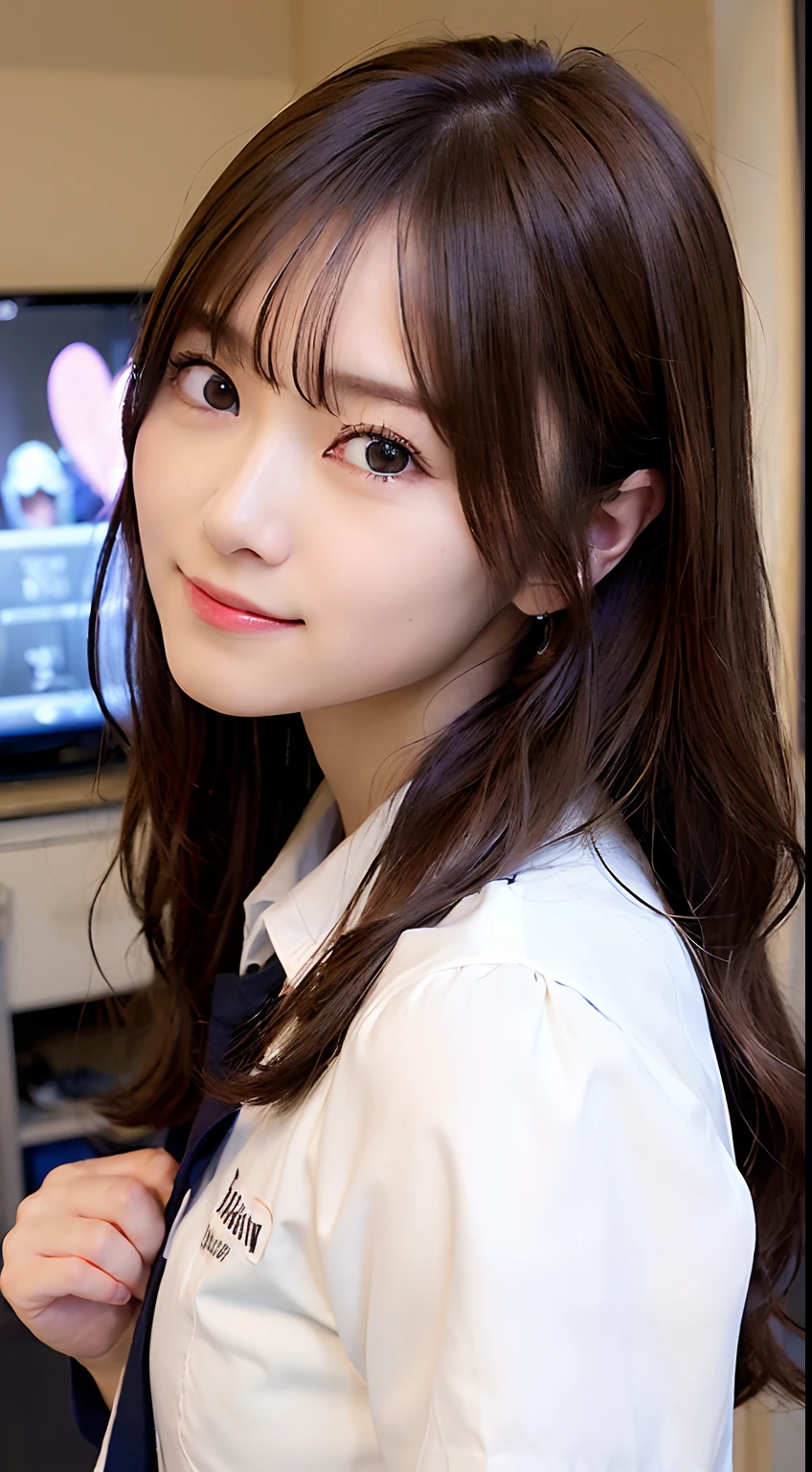 (realisitic、Photorealsitic:1.37)、(8K、Raw photography、top-quality、masterpiece:1.2)、cute little、ultra-detailliert、Heart-shaped pupil、physically-based renderingt、超A high resolution、Kodak Vision Color、Captured with an Arricam LT camera、bokeh dof、foco nítido、((high-school uniform))
looking at viewerer、Photorealsitic、realisitic、独奏、Photorealsitic、top-quality、extra detailed face、extremely detailed eye and face、beatiful detailed eyes、haunting smile、hair messy、Floating hair、、