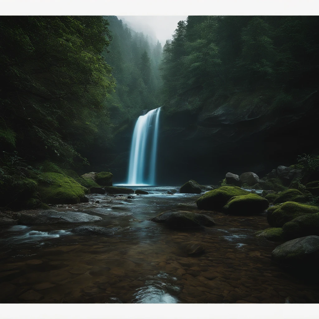 Magnificent view,Forest mountain landscape photography,Nature,It just rained,Bushes in the moonlight,Turquoise blue water,Boulders of various shapes,Alpine cliffs,1 white Phalaenopsis orchid,Minimalist cyan black and white gray tones,foggy sky,Nightmare vision, Dark fantasy plot,Perfect and excellent composition,8K分辨率,the detail,Rain trails,dampness,water stain,very wide angle shot,Jack Guzman's environmental art photography,realisticlying,cinematic compositions,Volumetriclighting,vividness, A detailed, stunning skies, Colorful clouds float,true to life, Pubic area is clear, flawless perfection, Digital SLR, 16k, 1024, 2048, 4096, A detailed, Sharp, best qualtiy, high qulity, absurderes,unmanned background,The is very detailed、Detailed lighting shadows,Trends on ArtStation、iintricate、high detal、dramatics、Midjourney Art(Volumetriclighting:1.2)hdr shot。(Faraway view,Super deep view,ultra-wide-angle,Microfocal length lens:1.2)(realisticlying:1.4)tmasterpiece、high high quality、Beautiful photography、globalillumination、