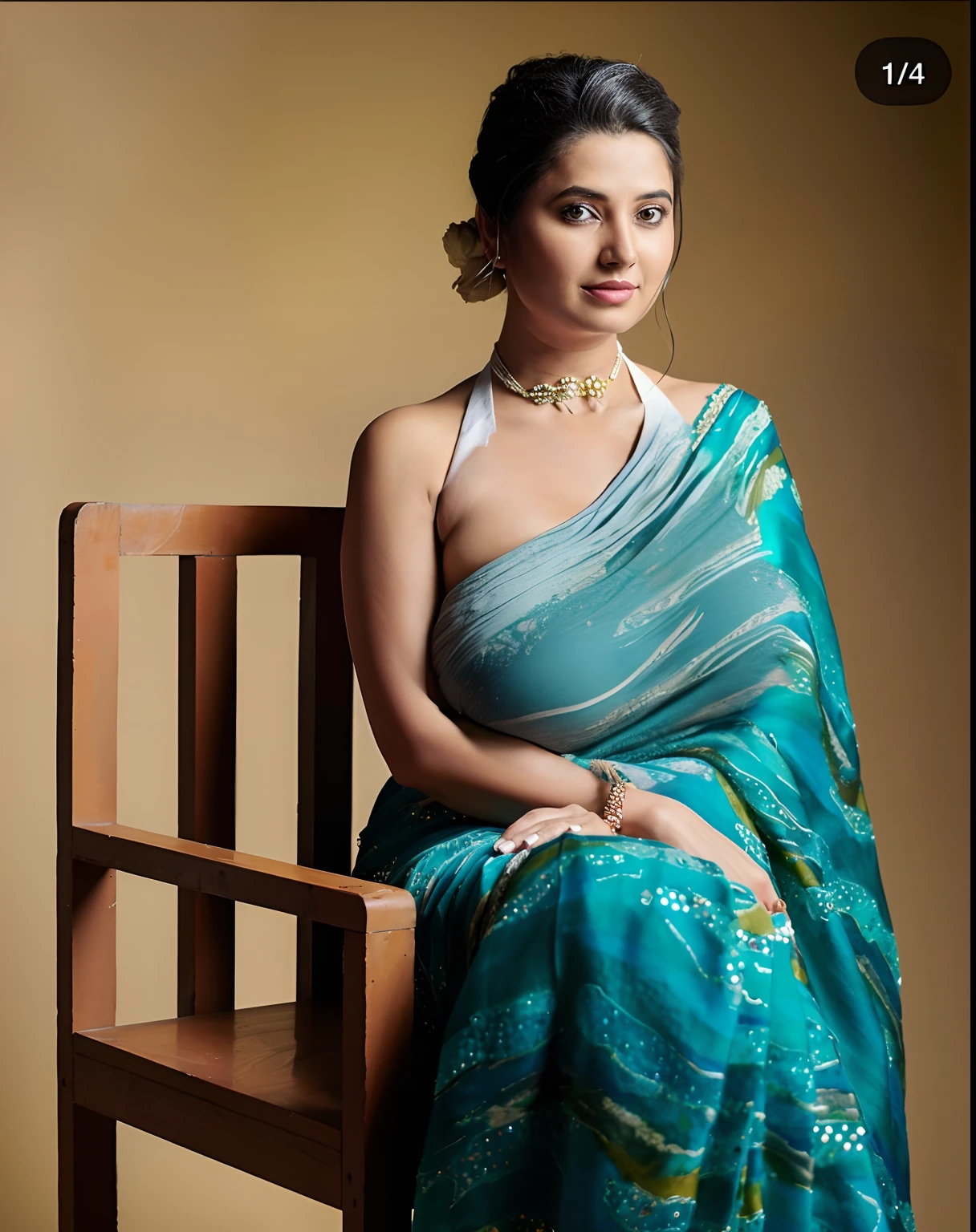 night scene, close up photo of indian, curvy, hourglass figure, swooping breasts, royal pose on throne, look at viewer and subtle smile, satin silk blue saree, sultry, 36 yo, HD, 4k, ultra high quality, (cinematic:1.3), intricate details, (ArtStation:1.2)