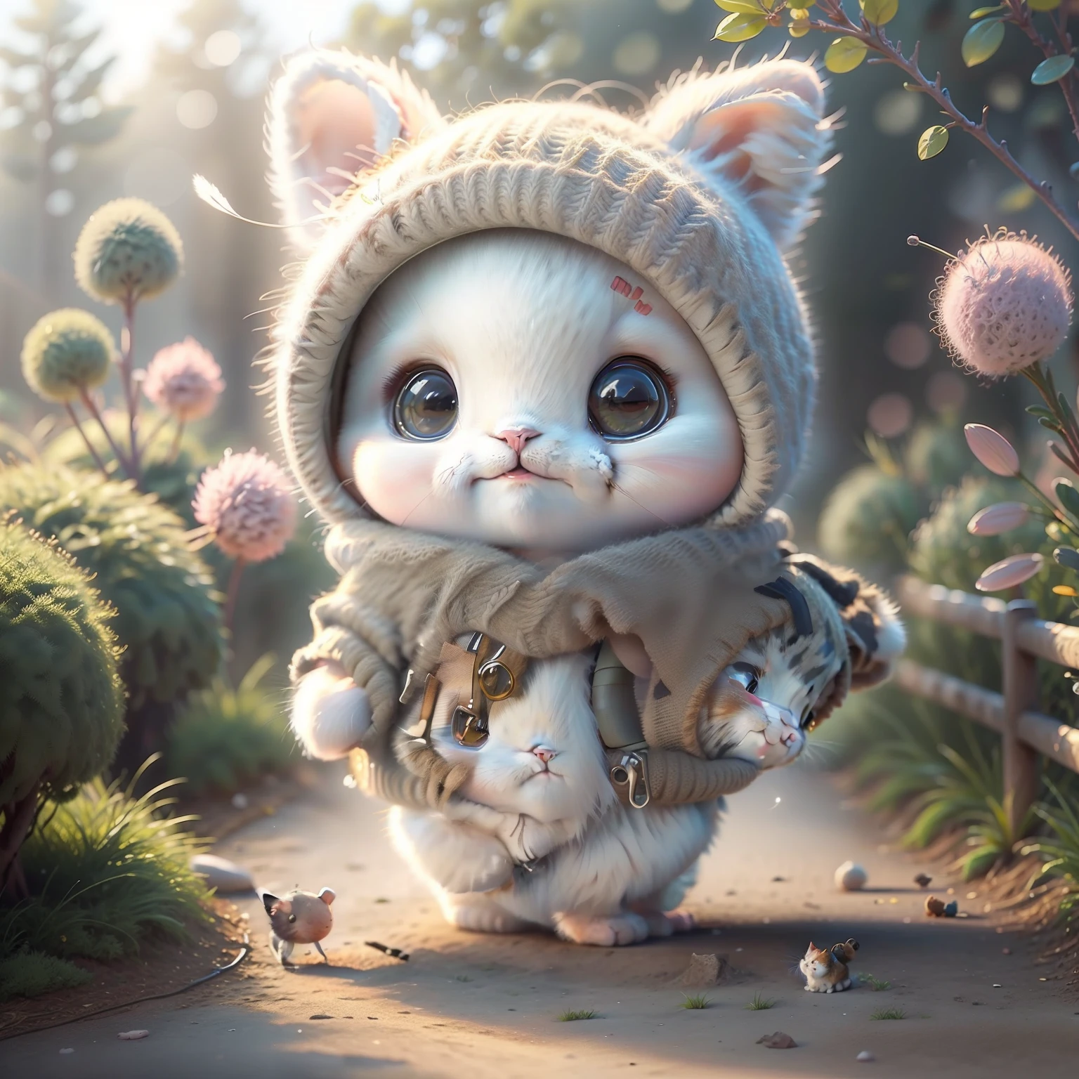 a cute little cat、fluffly、A smile、I'm doing it、utterly cute、Cat、Walking in Shibuya、Fashionable、in woods