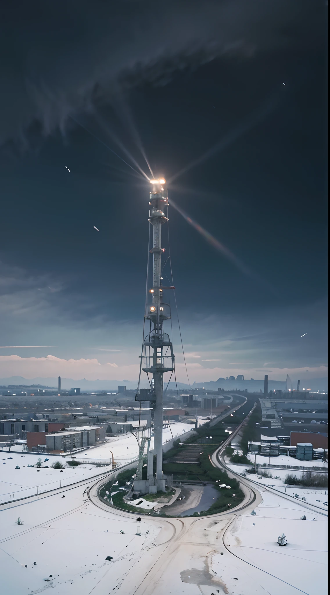 。.。.。.。.。.。.3D, Industrial Zone、((minaret))、((Lunar surface、kosmos))、Ruins、scrap iron、Rusted pipes、A Beautiful Cyberpunk Woman, sixteen years old、Sheer breast、full body Esbian、sideways Facing、White hair, Eyelashes, Black eyes、Air Fortress、(railway)、((ice field))、snowfall、The dim、Gray tones、extinction、(flooded)、Water leaks from buildings、White and turbid water、 (High dynamic range), Ray tracing, NVIDIA RTX, Hyper-Resolution, Unreal 5, Subsurface scattering, PBR Textures, Post-processing, Anisotropy Filtering, depth of fields, Maximum Sharpness and Clarity, Multilayer Texture, Albedo and Highlight Maps, Surface Shading, accurate simulation of light and material interactions, Large aperture, Low ISO, White Balance, thirds rule, 8K Raw,Aerial view from a drone、Siberia、snow mountains、bionde、de pele branca