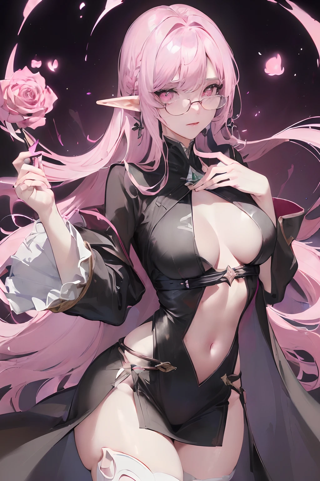 (the golden ratio:1.2),(Rose graffiti:1.2),(Fault Color:1.3),[(Bai:1.4)::10],(full bodyesbian:1.2),(ultra-detailliert:1.3),(tarot：1.6）、（a sorceress（tarot）：1.6）、（paper：1.2）、full bodyesbian、Standing in the air、masutepiece、Best Quality、（(Colorful Cocktail Long Dress:1.0)+(Loose sleeves coat:1.3),(Chaotic geometric images:1.3),High resolution、(negative space:0.8),(Drawing board:1.3 )、(Ether Colorful Ink Flow:1.3)、1girl in(((1girl in)))、Red glasses(((Red glasses)))、adult lady、Fantasia(((Fantasia)))、World of Swords and Magic(((World of Swords and Magic)))、Wizard robes(((Wizard robes)))、Cowboy Shot、Looking at Viewer、、house wife、25-years old、pale skin、Curve、Sorcerer(((Sorcerer)))、magic wands(((magic wands)))、Flame Magic(((Flame Magic)))、Fight monsters(((Fight monsters)))、Fire magic in the background、Looking at Viewer,,Sharp Focus, (Beautiful gorgeous cute western woman:1.3), (Beautiful cute western woman:1.3), Western beauty, Delicate Beautiful Hair and Eyes and Face, realisitic, ultra-detailliert, a beauty girl, Trimmed bangs、Detailed platinum pink hair、glowing pink eyes、​masterpiece、Large breasts, (epicd), (Elegant), ((Detailed)), ((Best Quality)), ((masutepiece, side lights, finely detailed beautiful eye: 1.2)), extremely_Detailed_Wallpaper, hight resolution, Beautiful detailed glow, masutepiece*Portrait, 3D Face, Lustrous skin all over the body, Realistic, Perfect face, long elf ears, Pink eyes, young adult, adult lady、Beautie、Beautiful face、Beautiful fece、Beautiful、A sexy、,Wearing white stockings, Realistic, Ultra-detailed, Short bob hair, Thin platinum pink hair, Shining Pink Platinum Eye、product, Delicate and beautiful eyes and face,cut, hair between eye, side locks, Pink hair, Delicate beautiful face, beautiful detailed deep eyes, Closed_Mouth, Fingernails, Midriff, Pink eyes, pale skin, , Choker,(masutepiece: 1.3), (max resolution: 1.2), (Ultra HDTV: 1.2), cinematric light, 8K resolution, Detailed eyes and skin, detailed facial features, ,, (Focus on Face:1.2),Perf