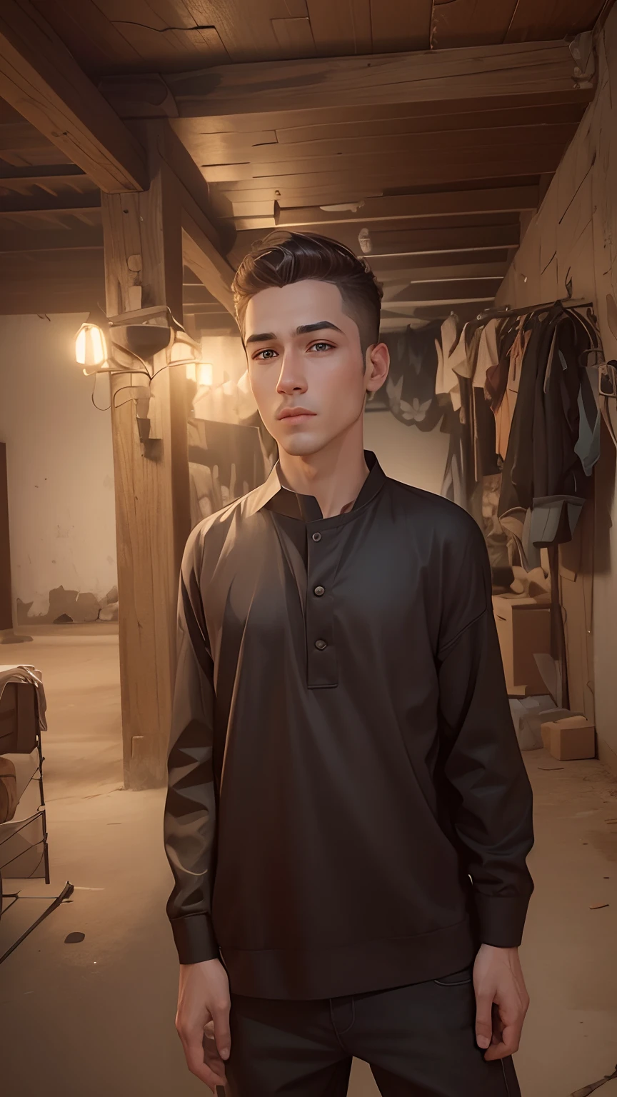 Handsome boy realistic face and realstic logo