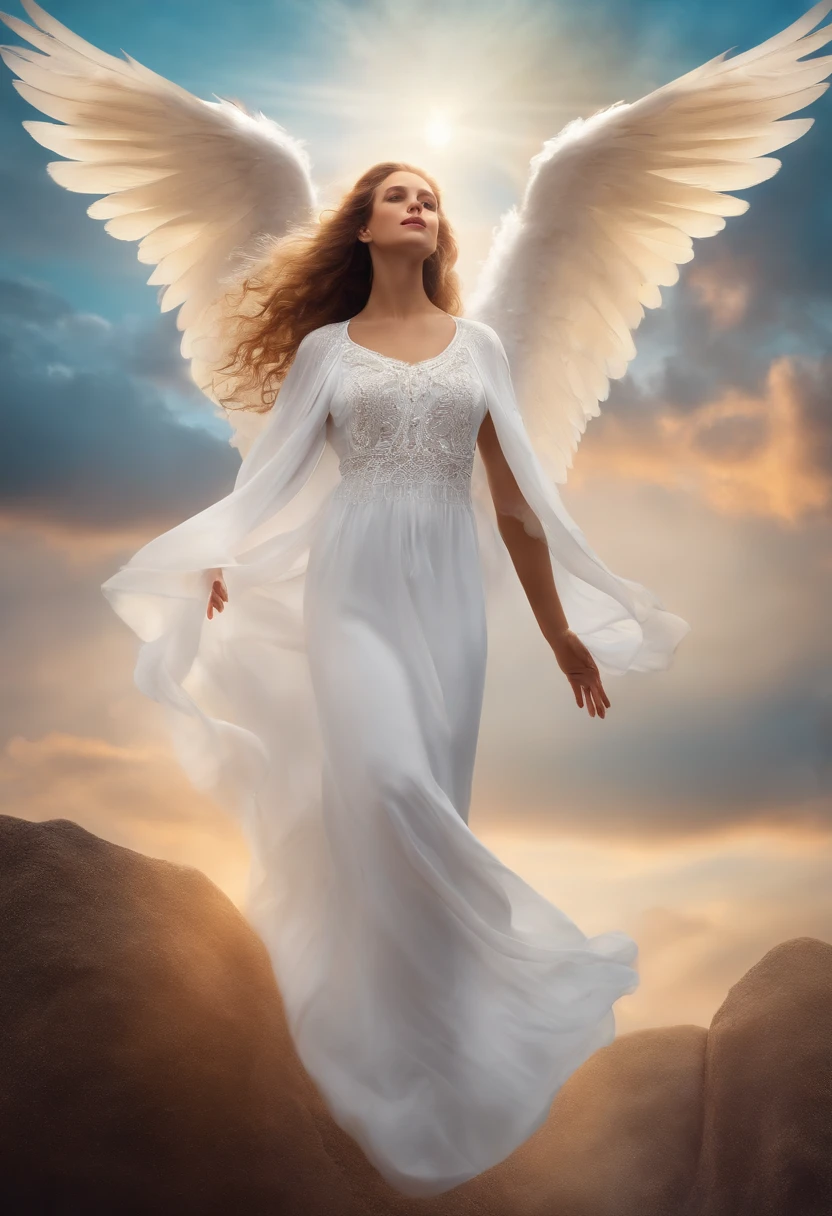 Flying angel in white clothes