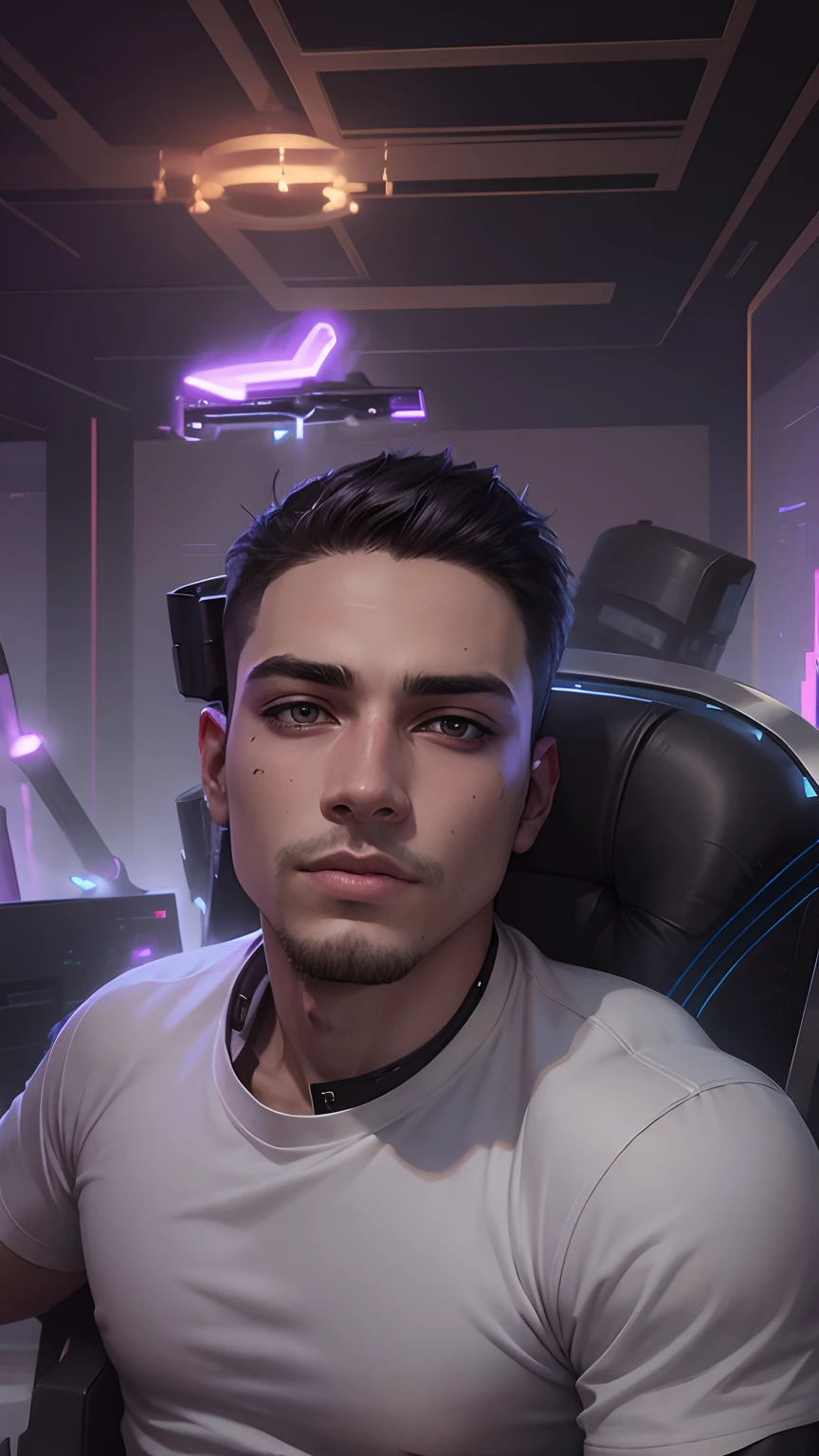 Change background cyberpunk handsome boy , realistic face