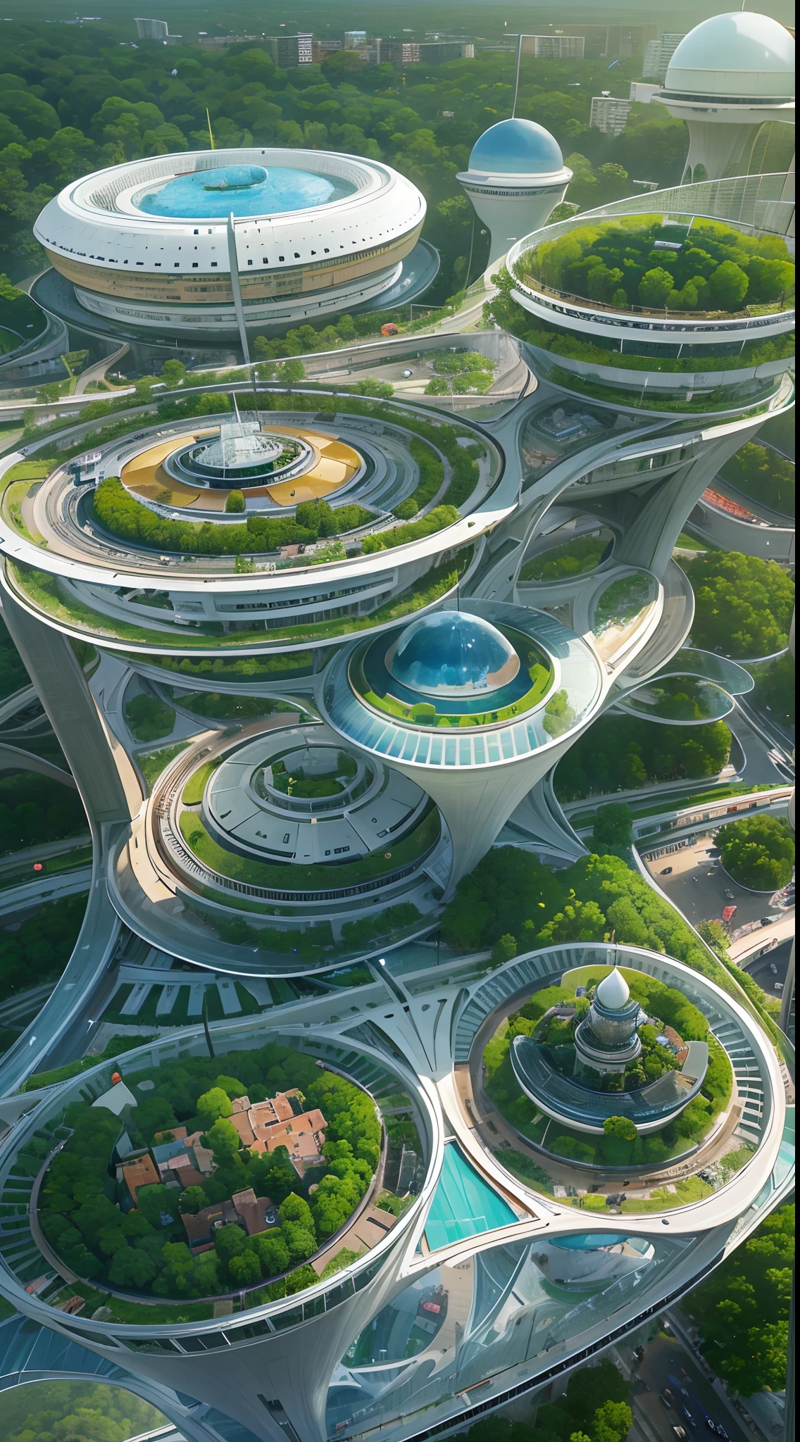(Best quality,4K,8K,A high resolution,Masterpiece:1.2),Ultra-detailed,(Realistic,Photorealistic,photo-realistic:1.37),Wide-angle lens, Futuristic city, Smart Forest City, Smart cityscape,Mayan heritage, The interaction of nature and the divine world, An organic fusion of nature and urban elements, Streets of the future, Modern age city, planties, The vegetation is intertwined with the urban landscape, Harmonious synthesis, Futuristic architecture, Advanced technology, Lush greenery, futuristic skyscrapers, Vibrant colors, Nature-inspired design, Intelligent infrastructure, sustainable development, clean energy, Advanced transportation system, Floating garden, High-tech architecture, Connected ecosystem, Urban biodiversity, High-tech urban planning, Intelligent lighting system, Lively atmosphere, Futuristic mode of transportation (flying cars, Maglev train), aerial walkways, Transparent dome, Innovative urban agriculture, Vertical garden, holographic displays, Augmented reality integration, futuristic fashion, High-tech gadgets, Multicultural influence, Bustling city life
